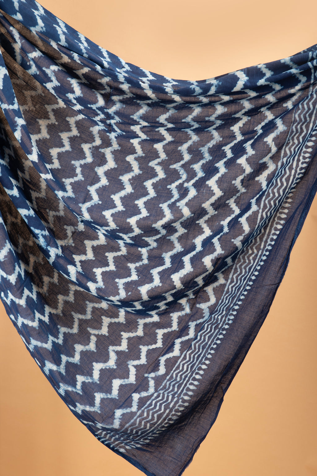 Indigo bagru hand block print saree