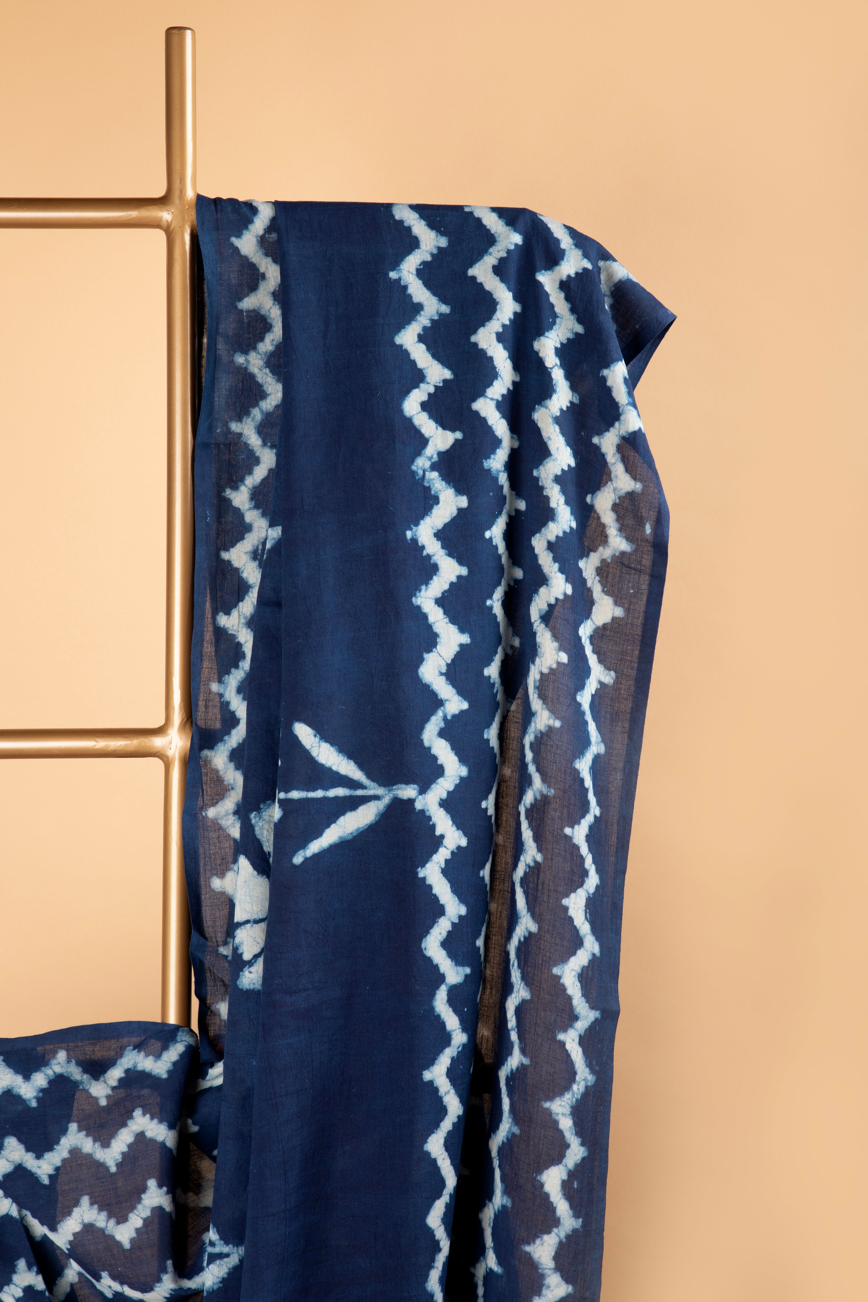 Indigo bagru hand block print saree