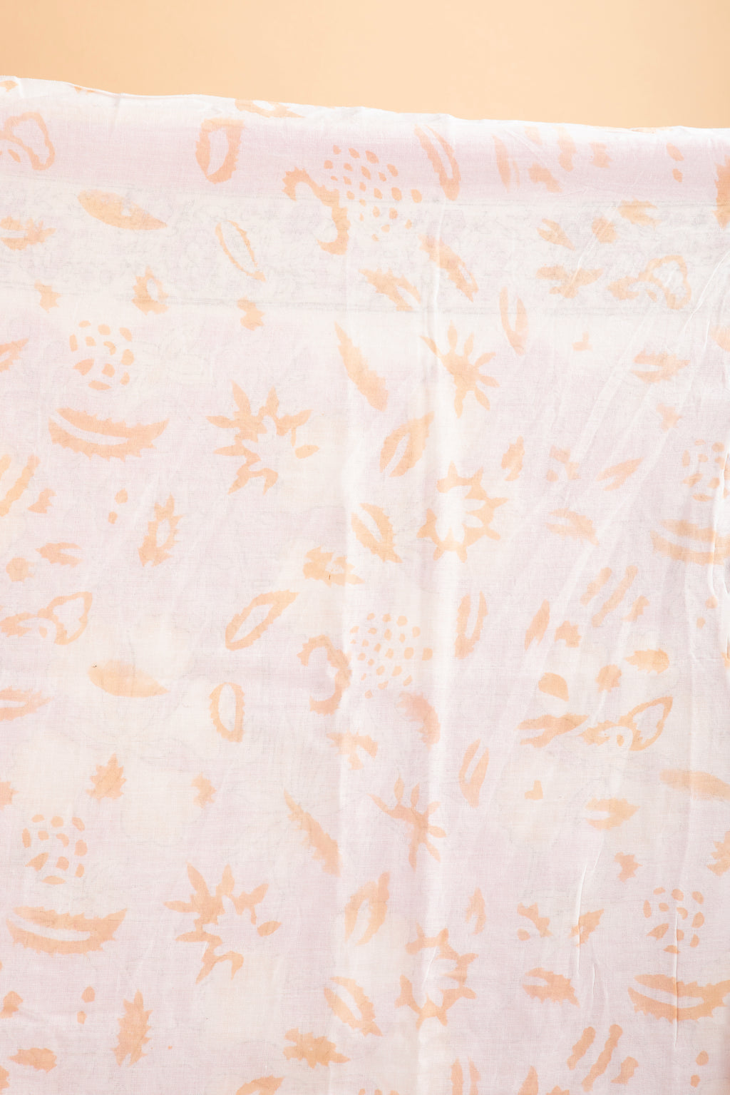 Pink and white floral hand block print saree