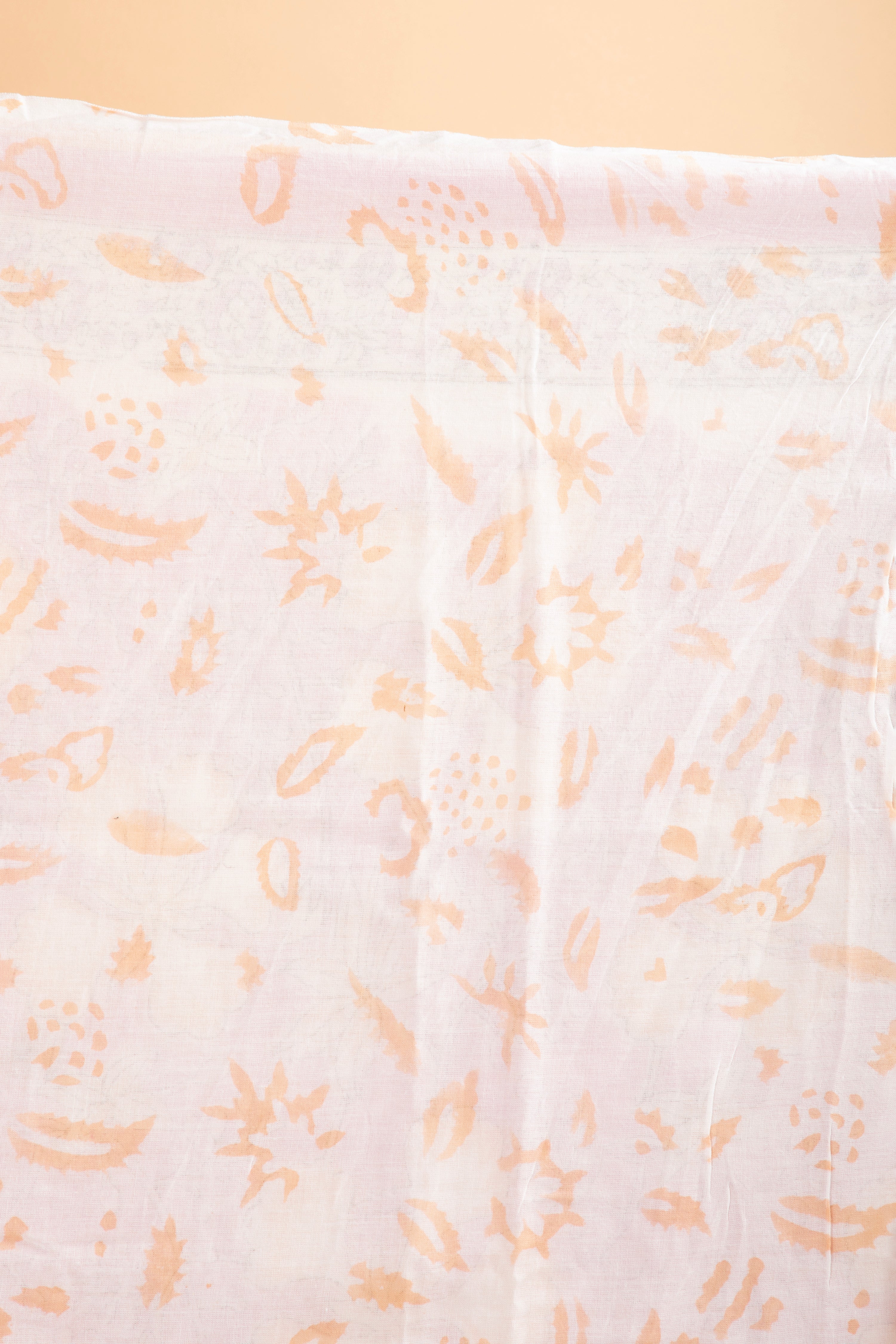 Pink and white floral hand block print saree
