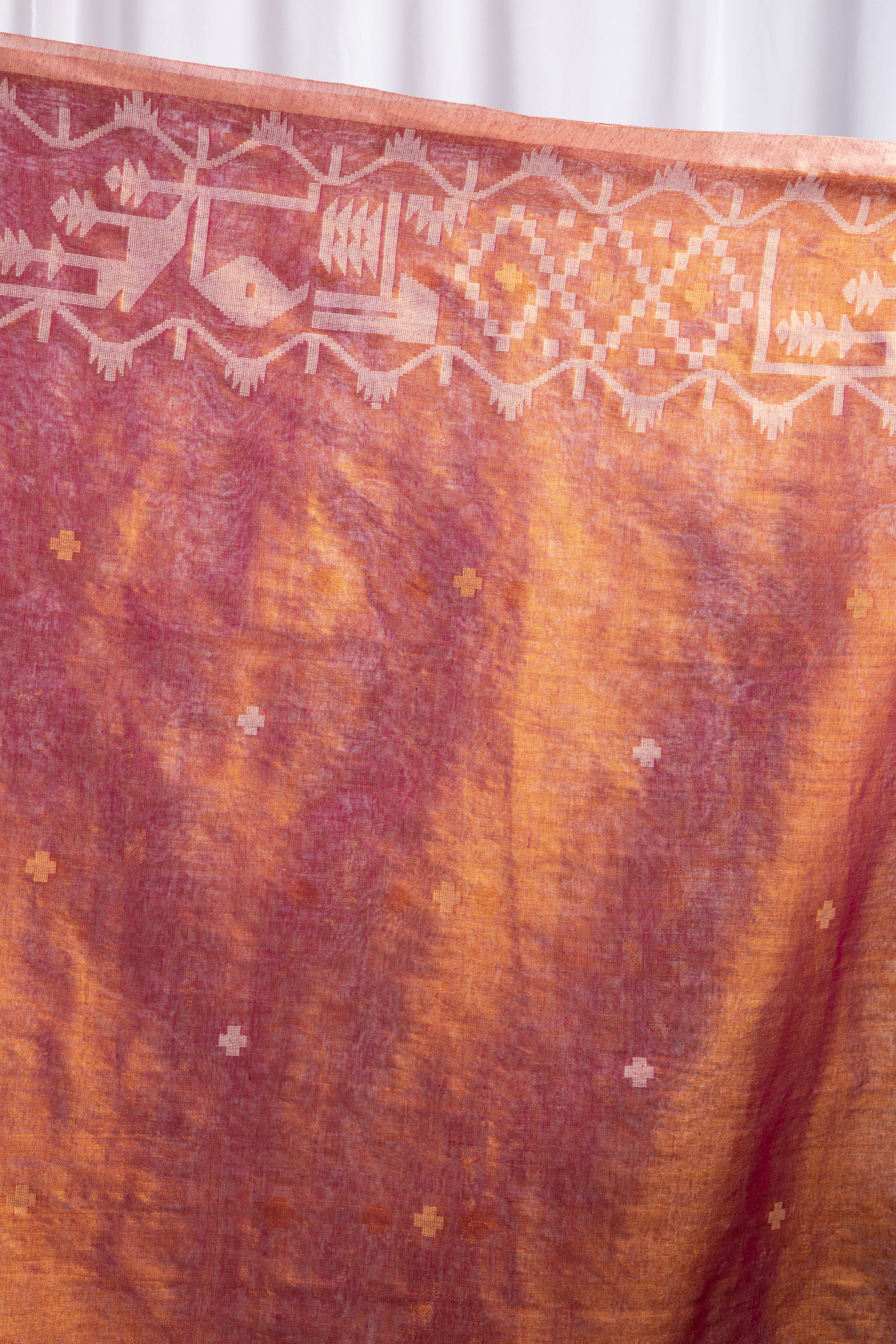 Dual tone cotton tissue saree