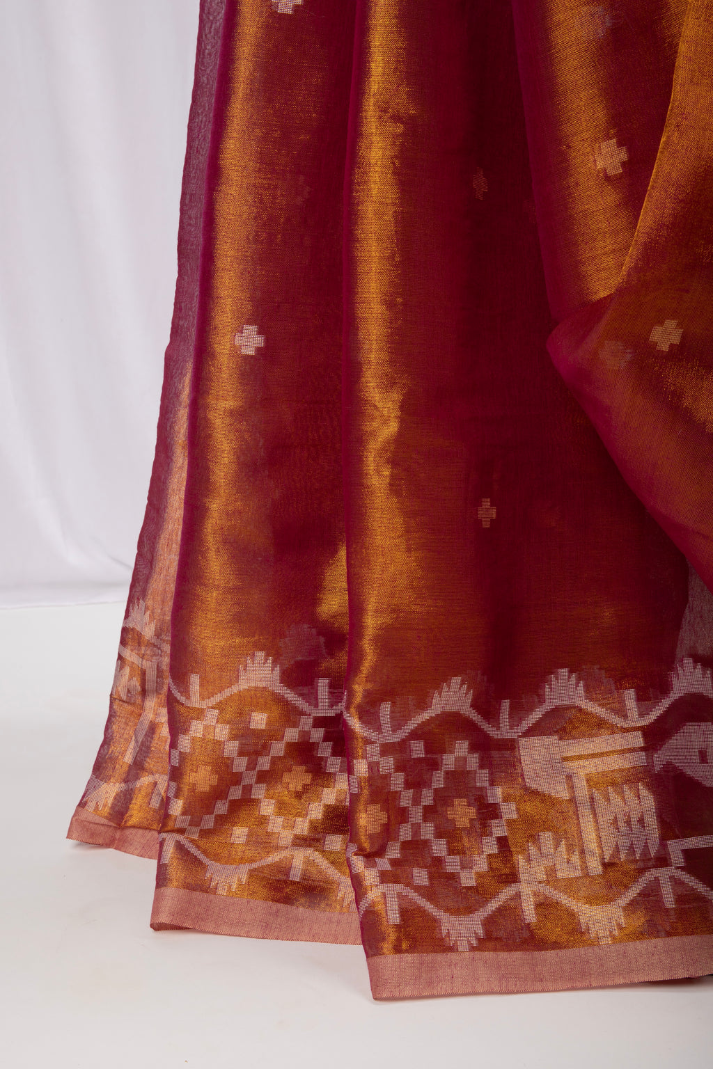 Dual tone cotton tissue saree