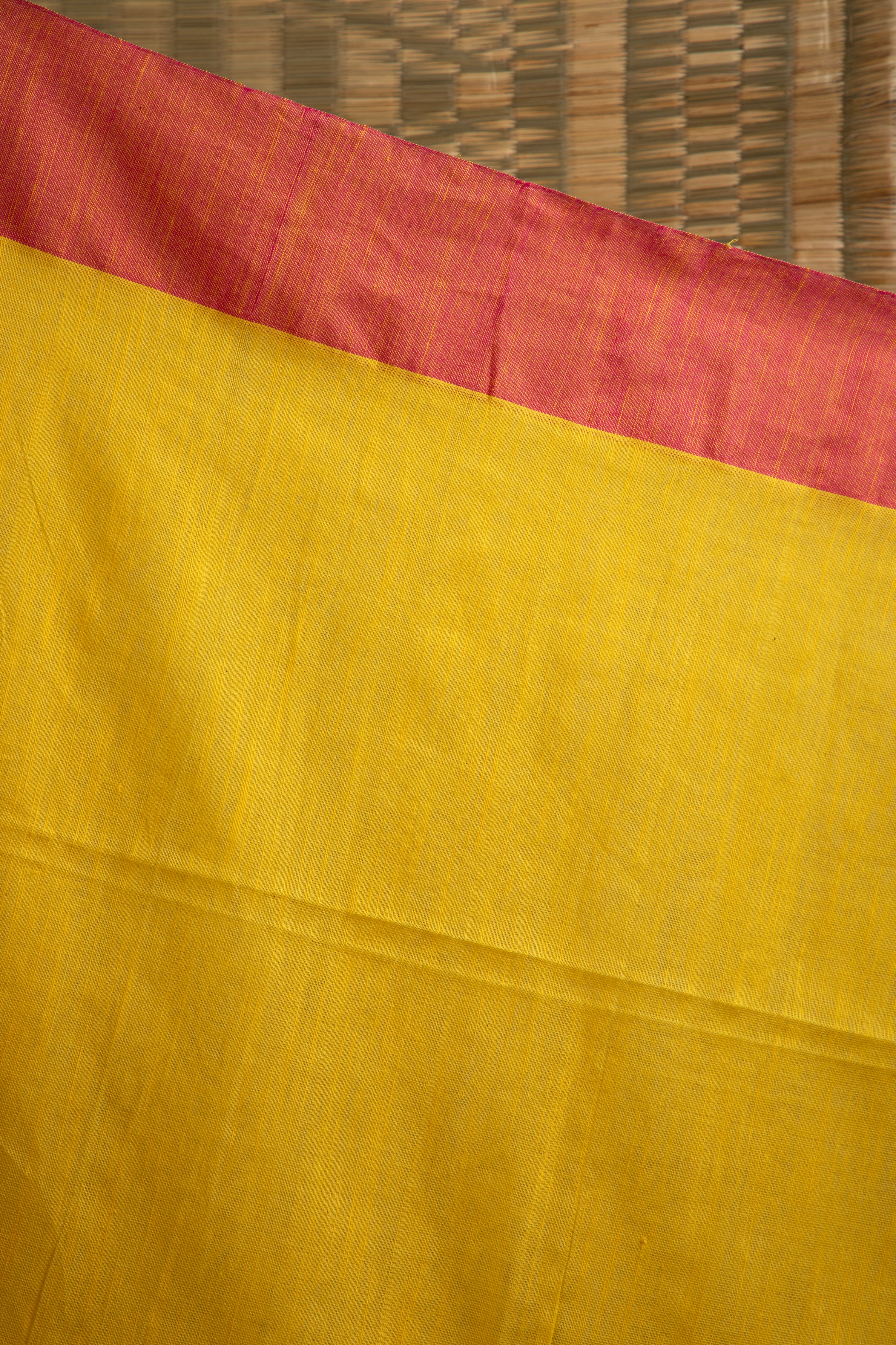 Yellow handloom cotton saree with butas