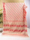 Red and white jamdani saree