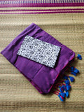 Purple and blue dual shade khadi cotton saree