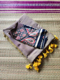 Lavender and yellow dual shade khadi cotton saree