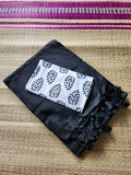 Black khadi cotton saree