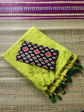 Lime green khadi cotton saree