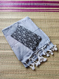 Grey and white khadi cotton saree