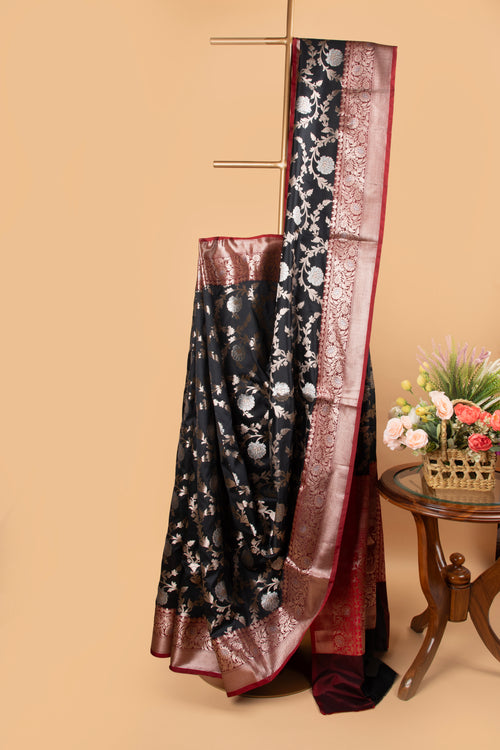 Black benarasi with all over jaal design