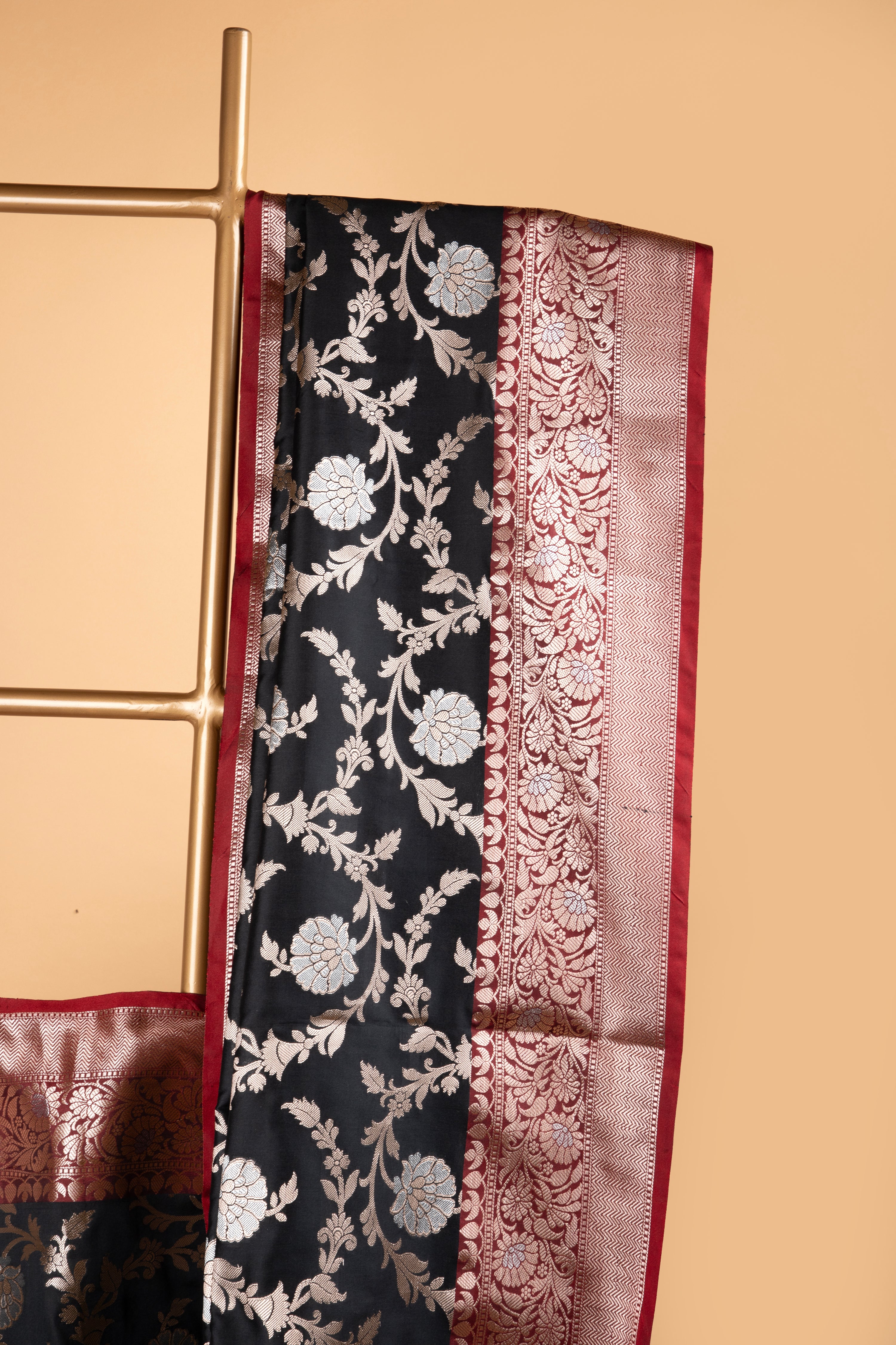Black benarasi with all over jaal design