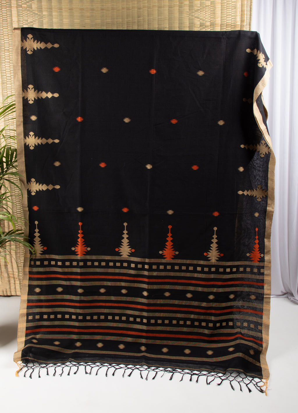 Black handloom cotton saree