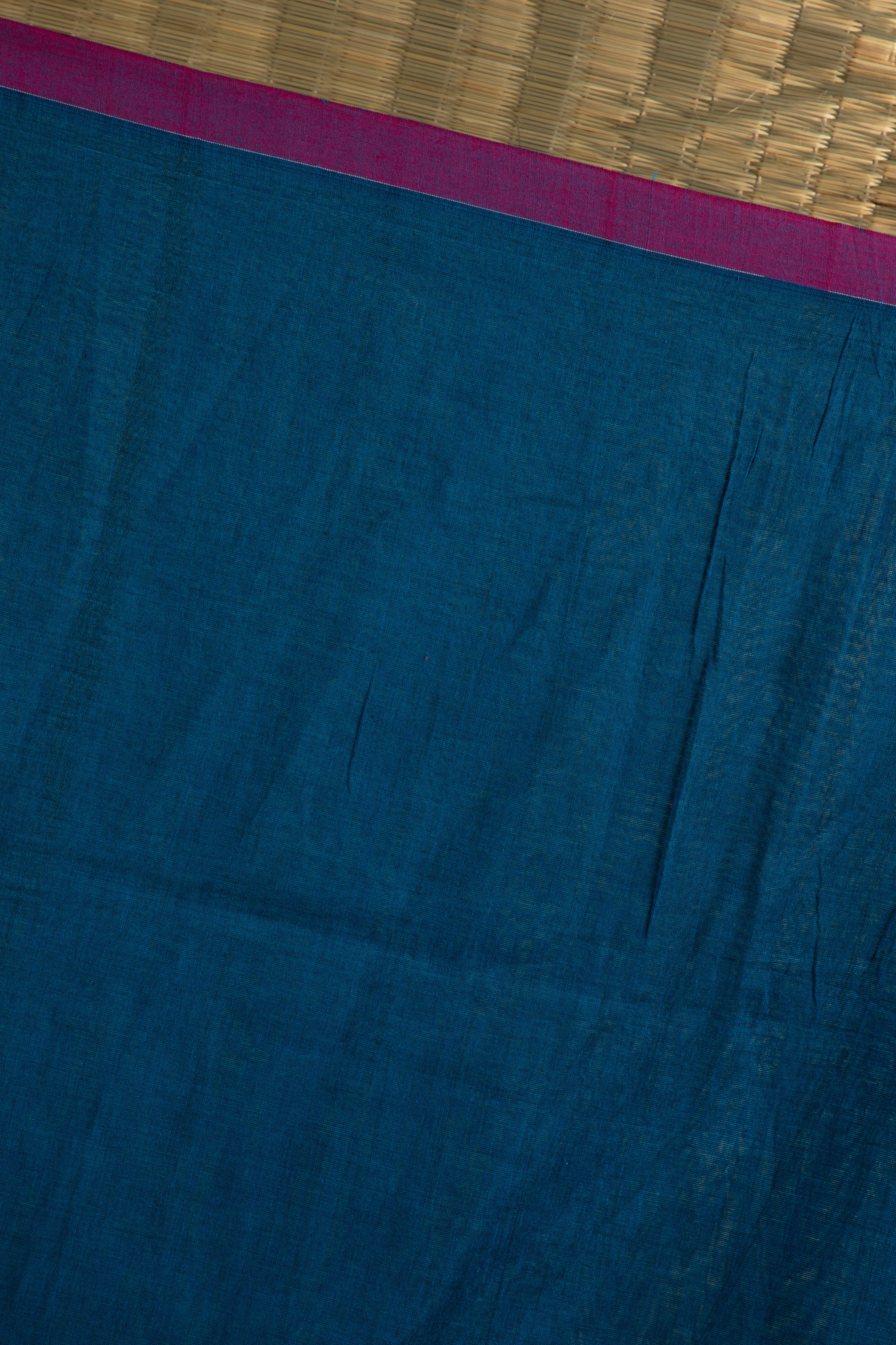 Blue cotton saree with bird motif