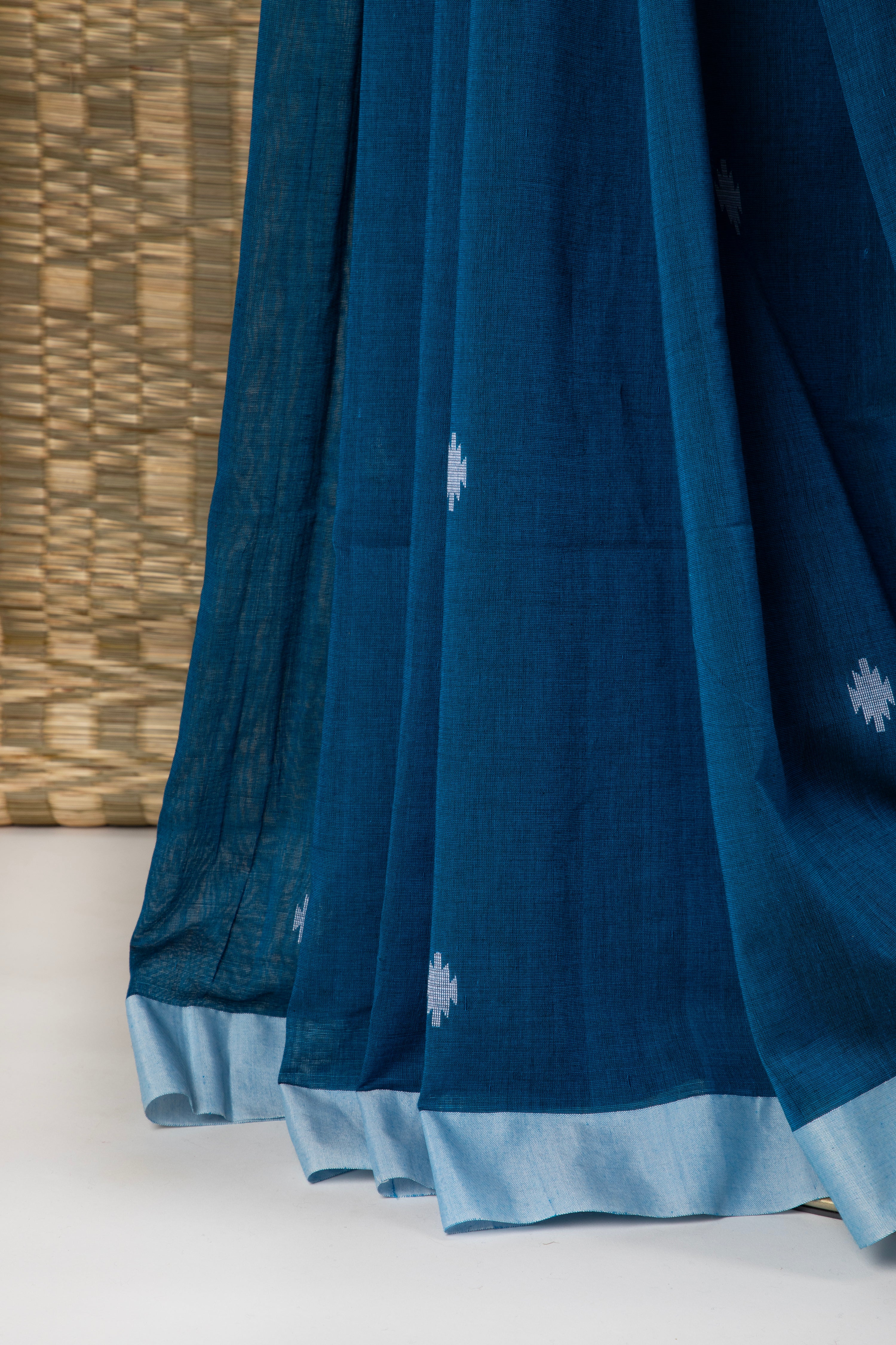 Blue cotton saree