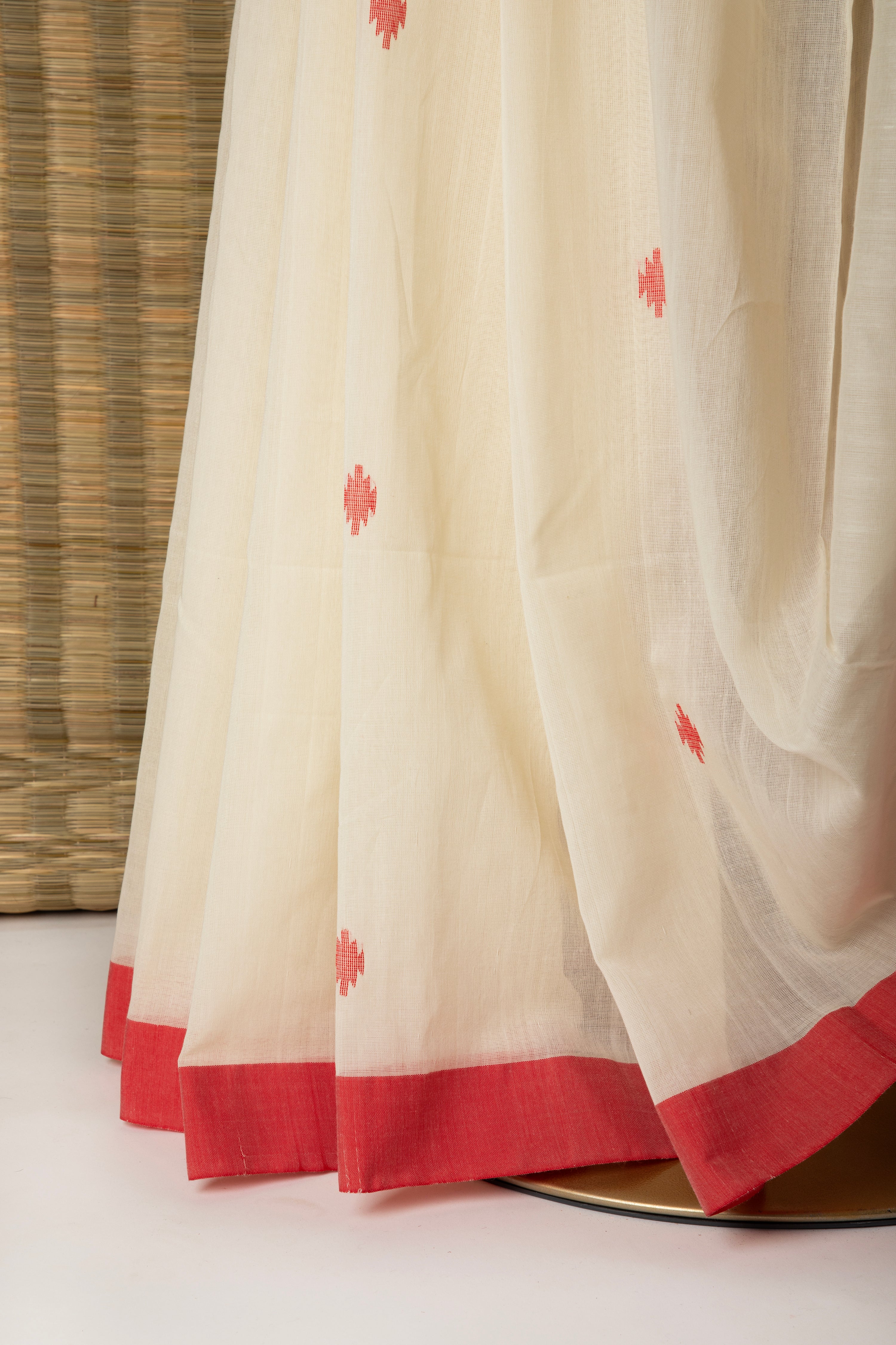 Red-White Cotton Saree