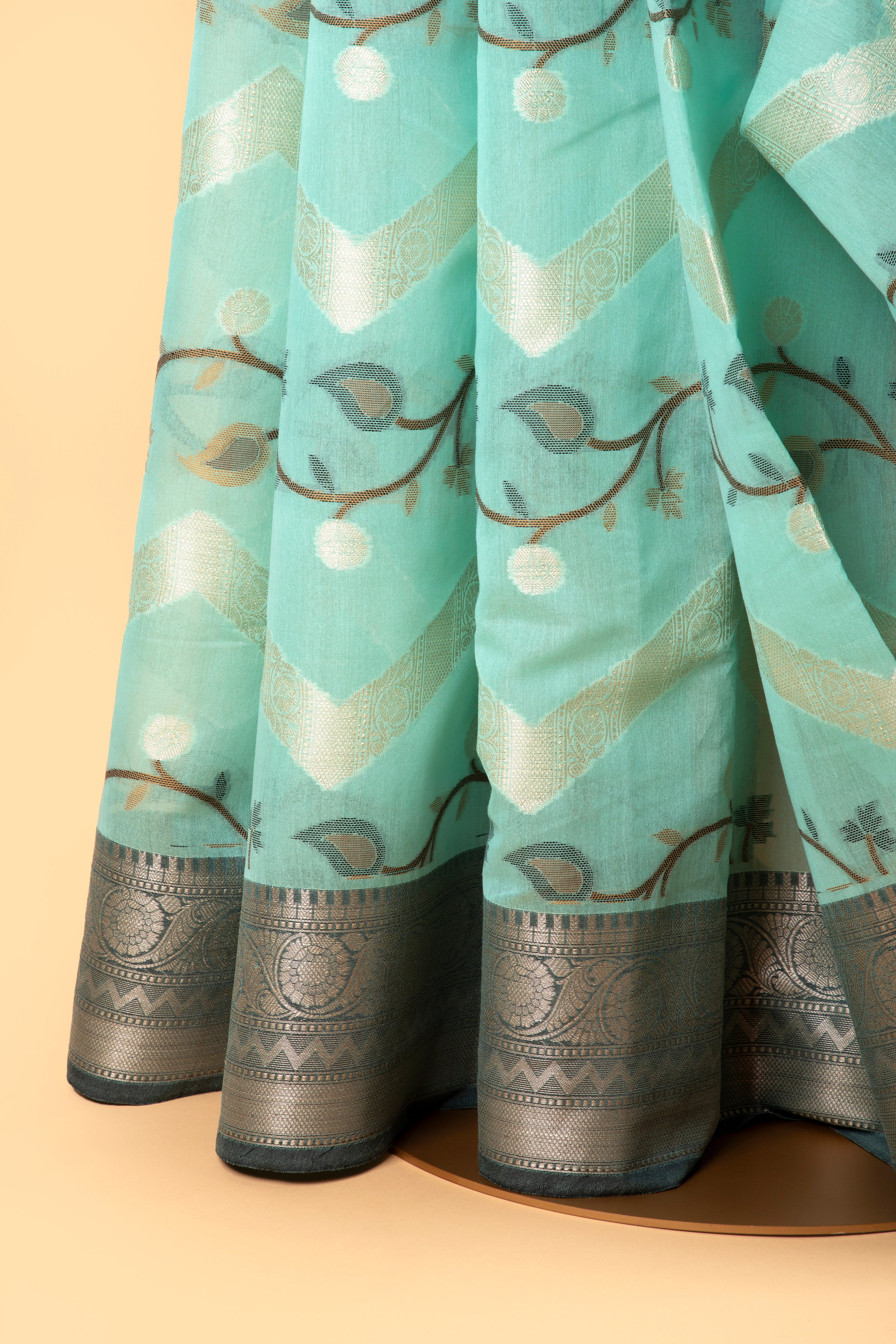 Blue Benarasi Cotton Saree