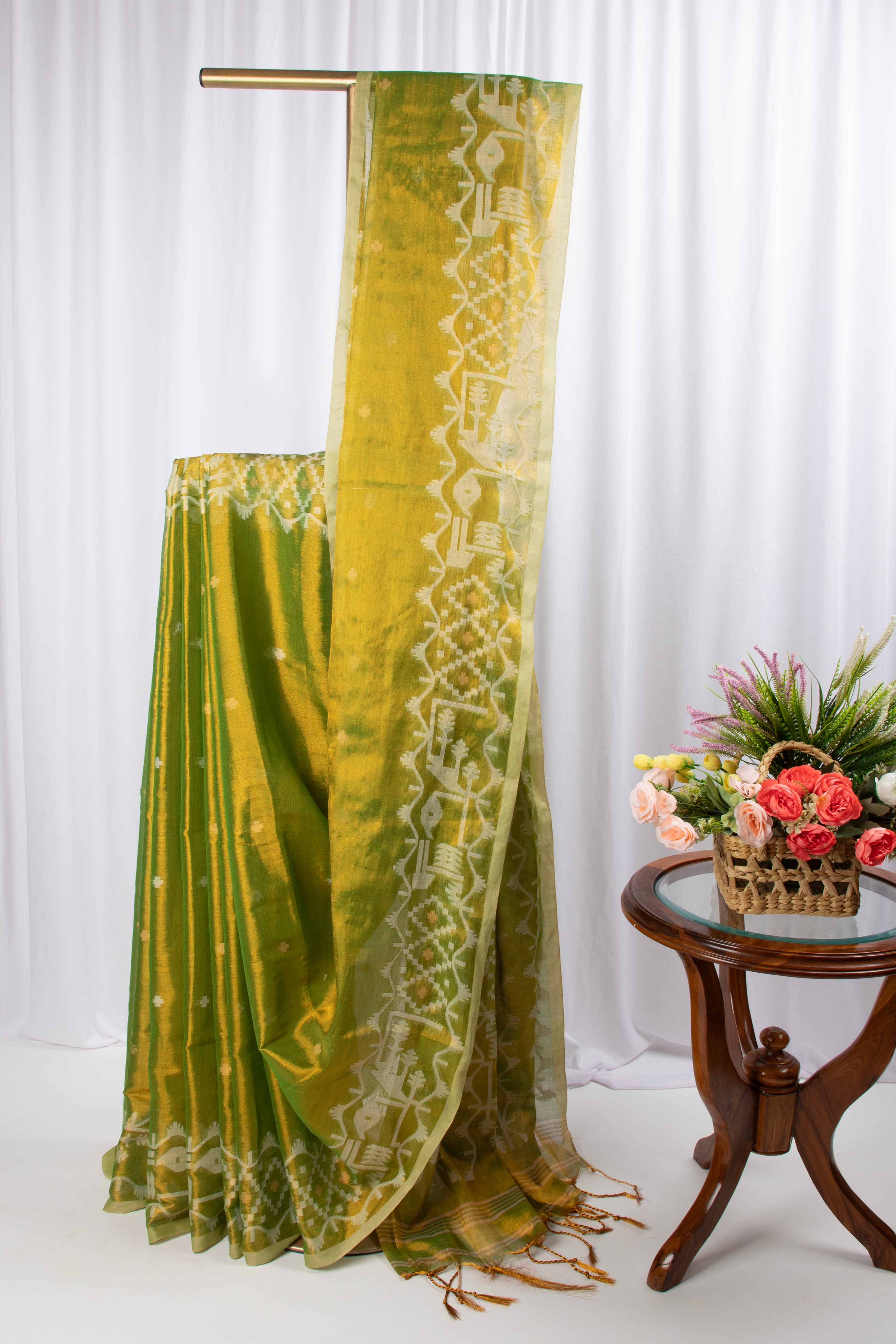Lime Green & Gold Cotton