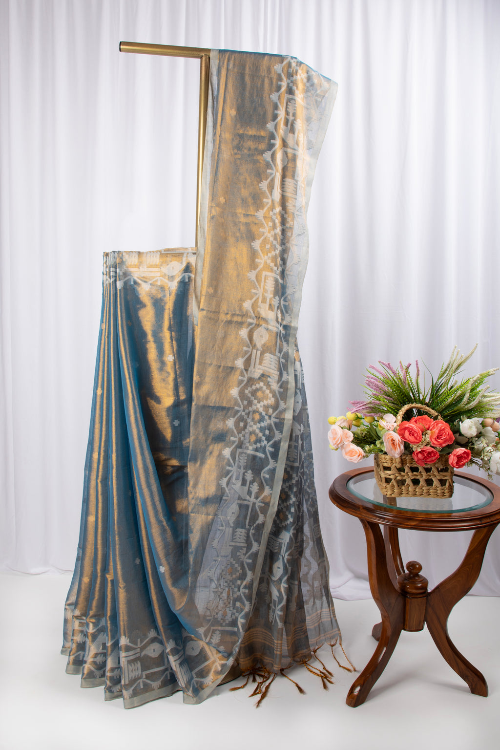 Blue & Gold Cotton tissue