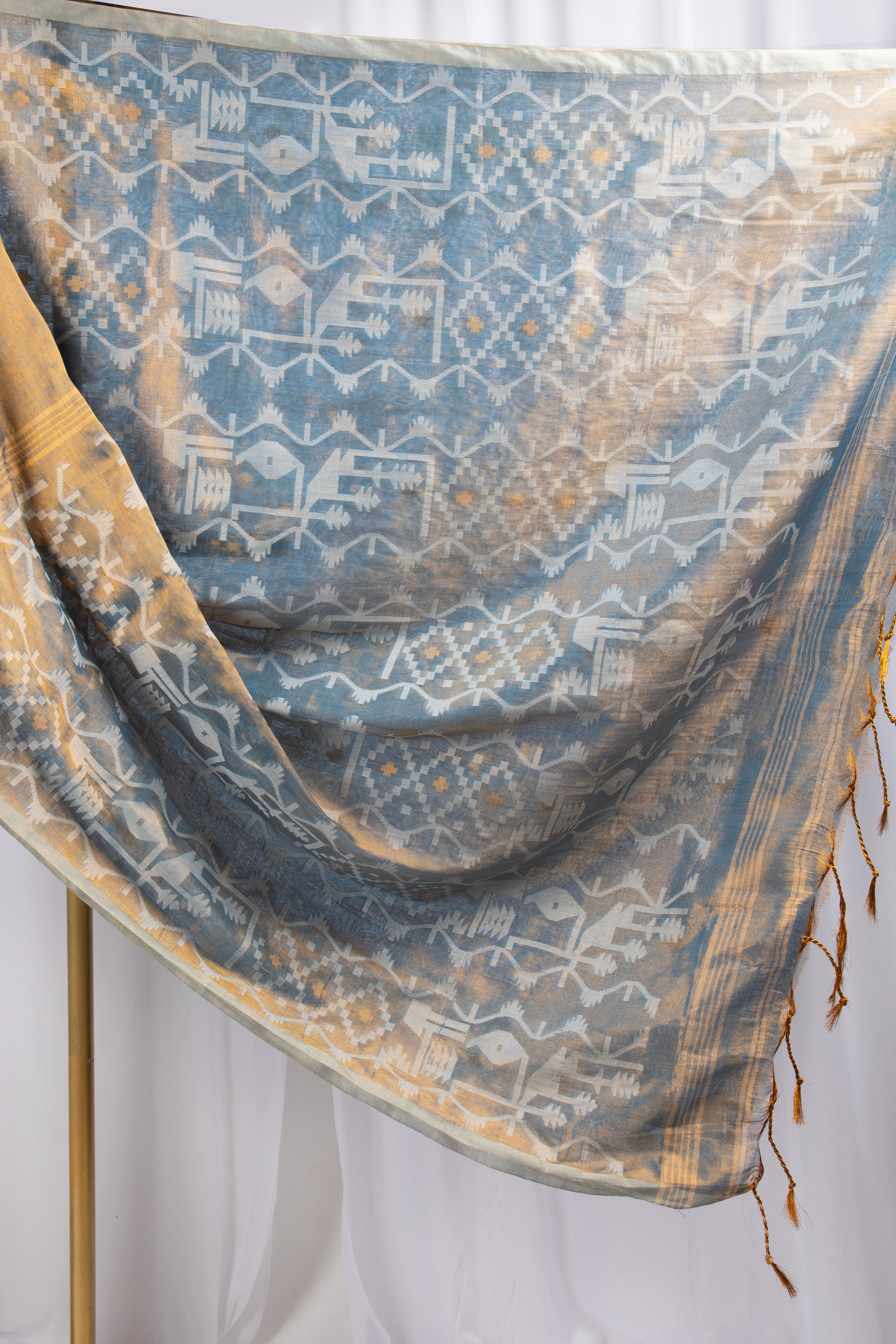 Blue & Gold Cotton tissue
