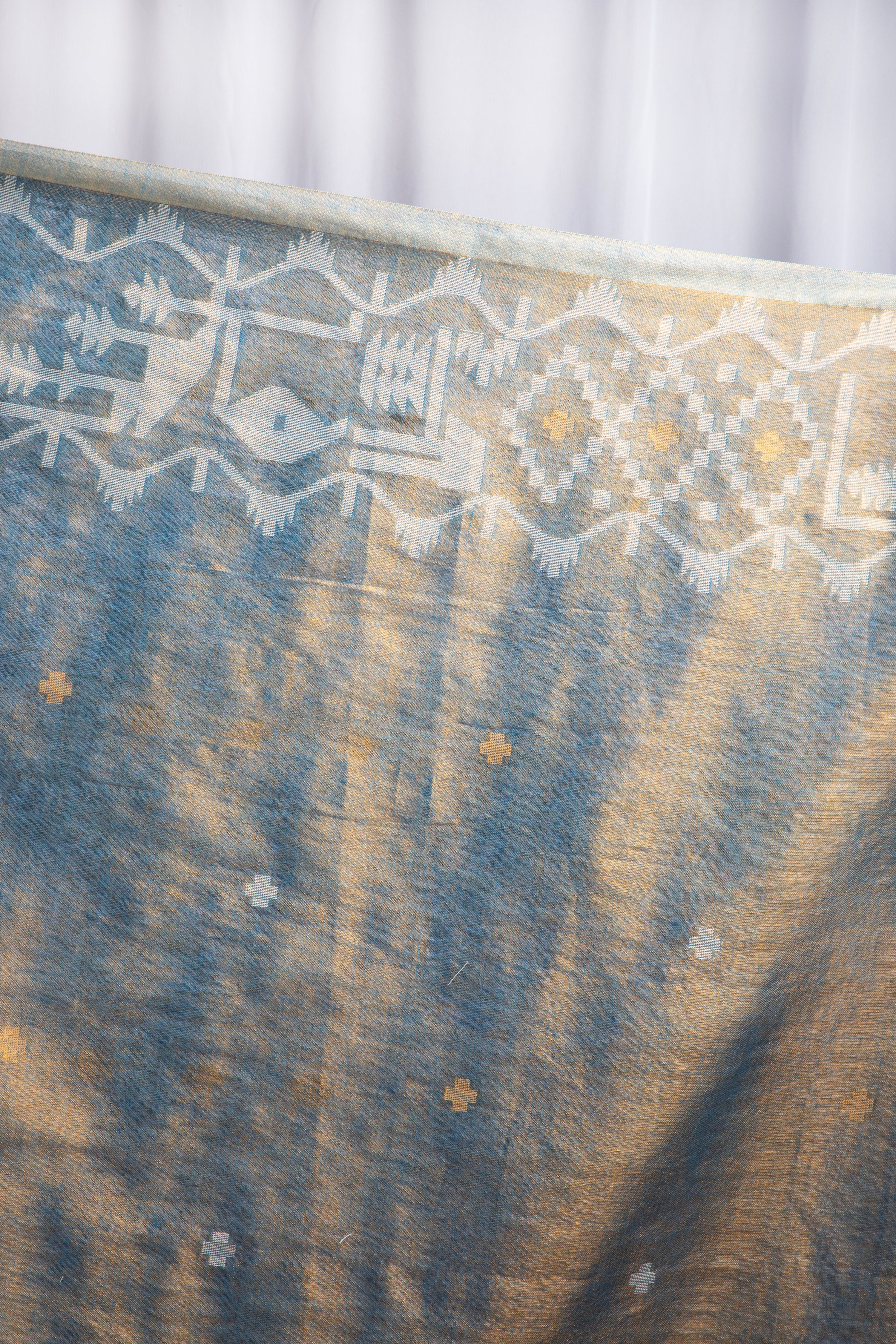 Blue & Gold Cotton tissue