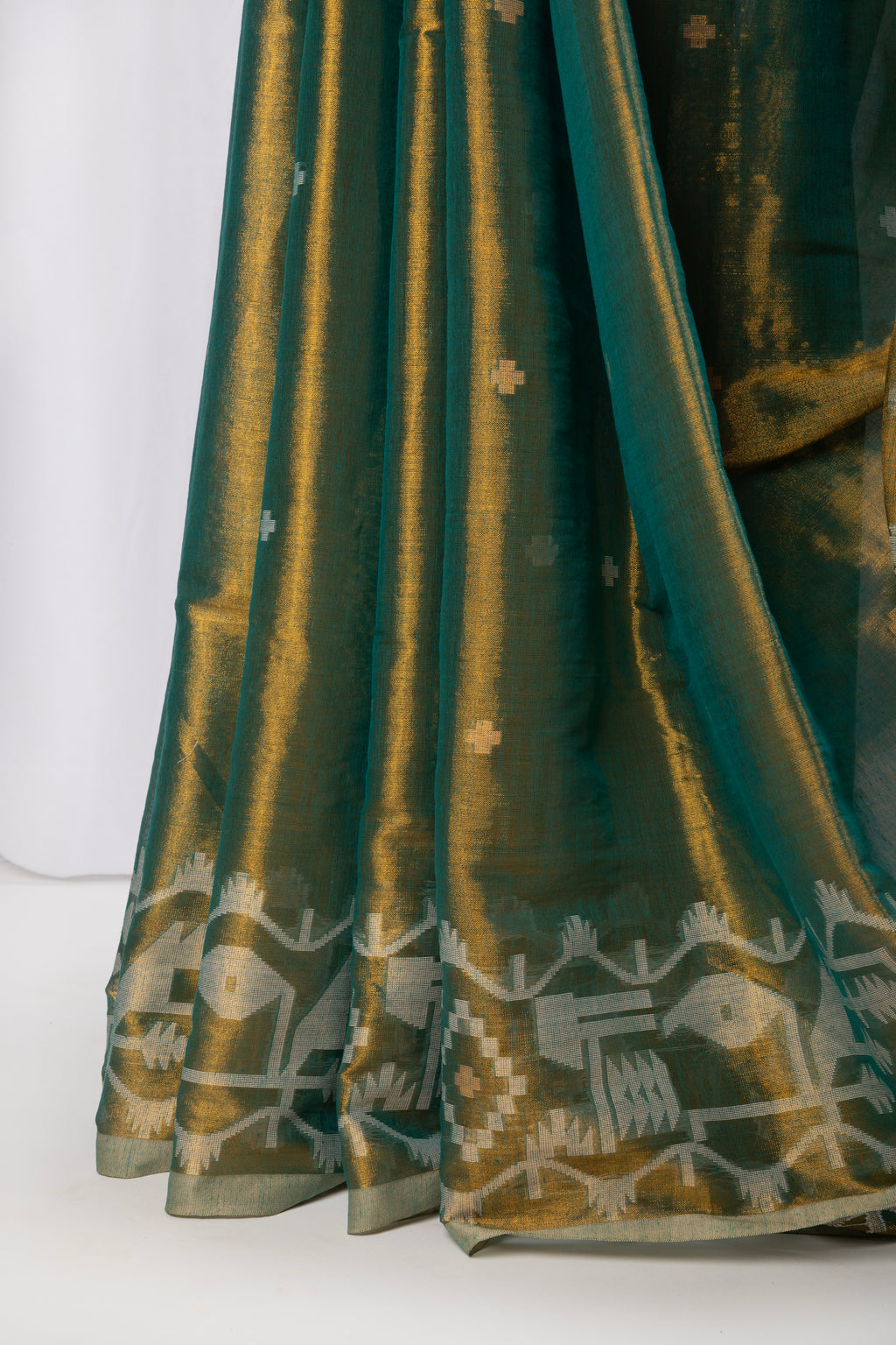 Moss Green & Gold Cotton tissue