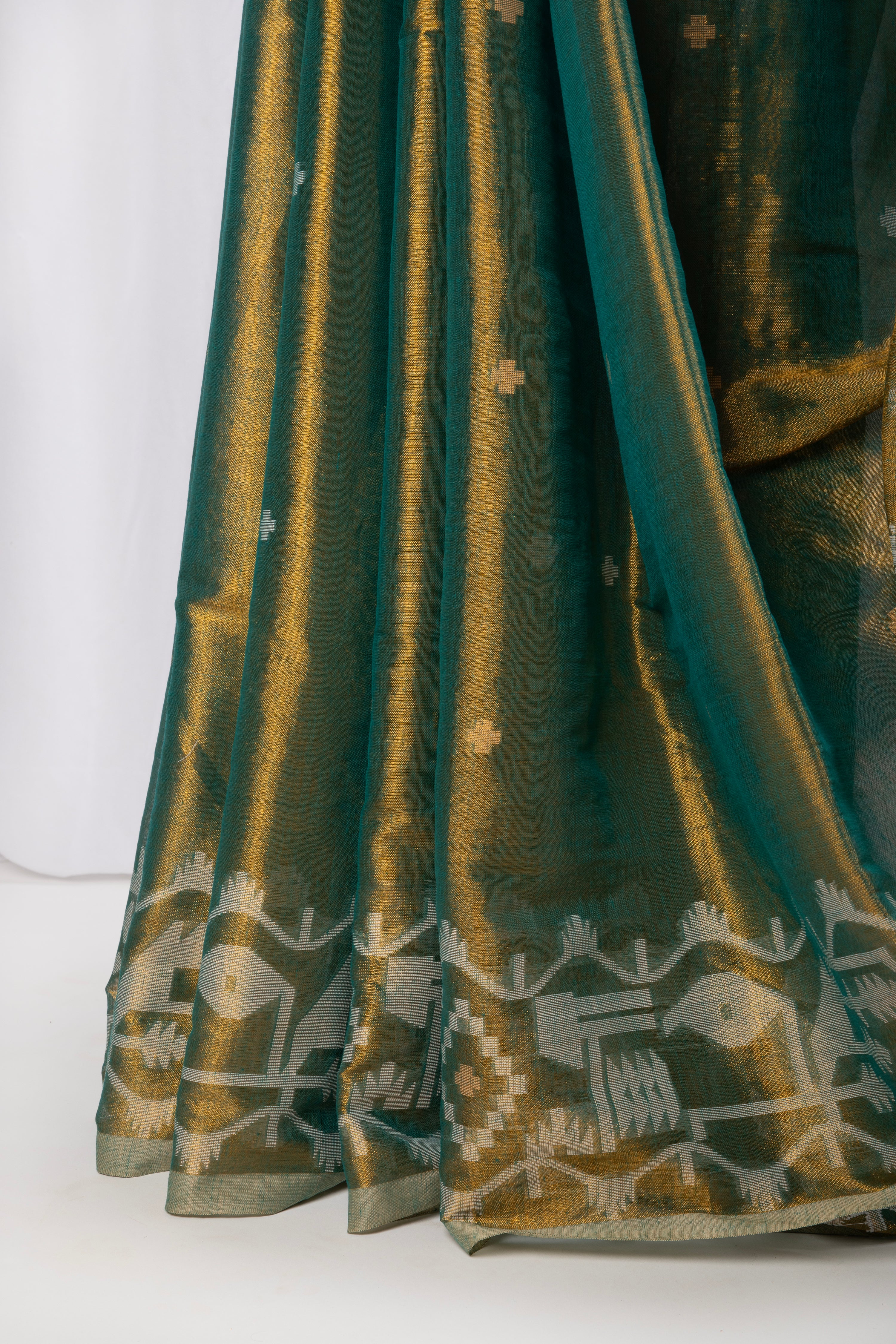 Moss Green & Gold Cotton tissue