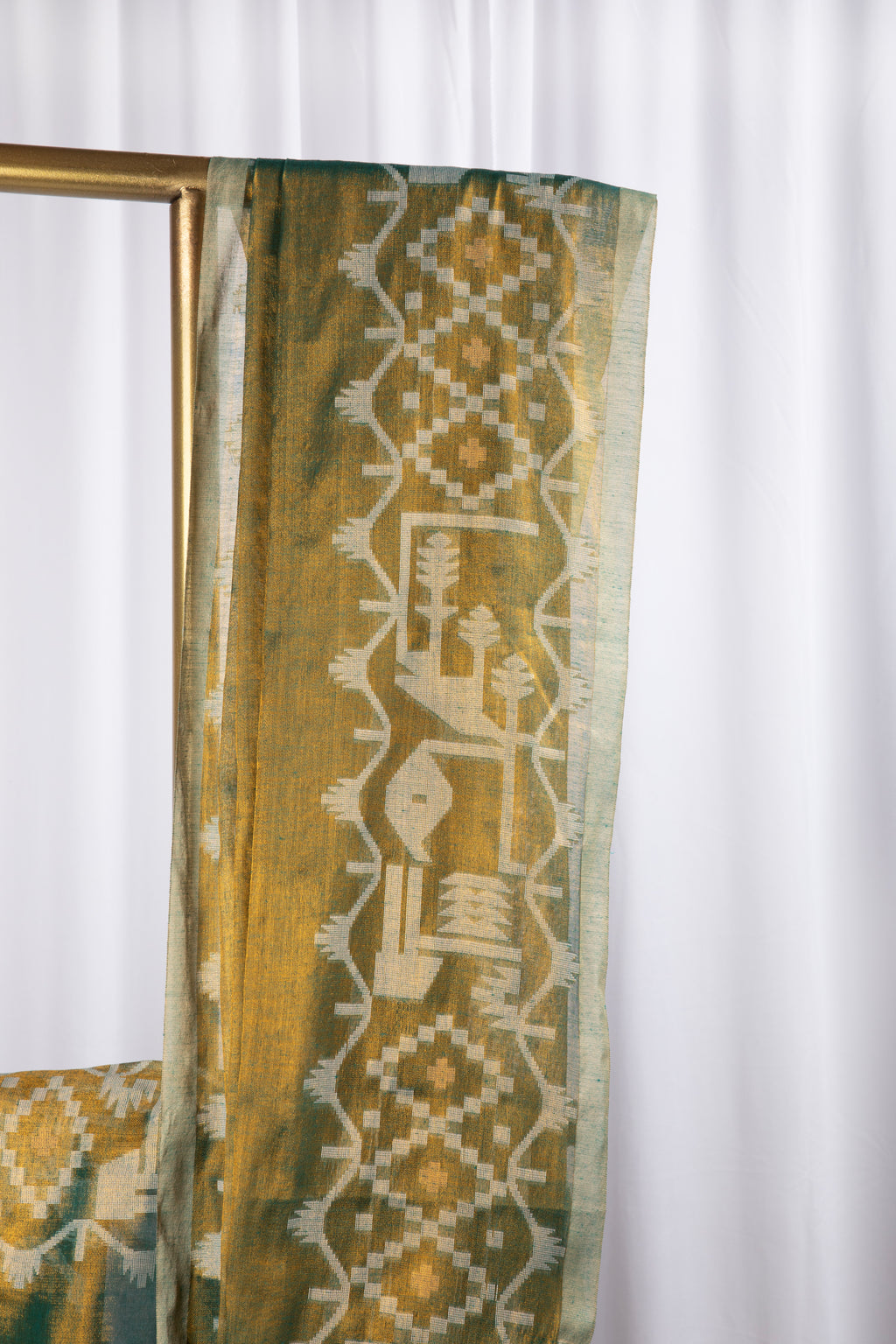 Moss Green & Gold Cotton tissue