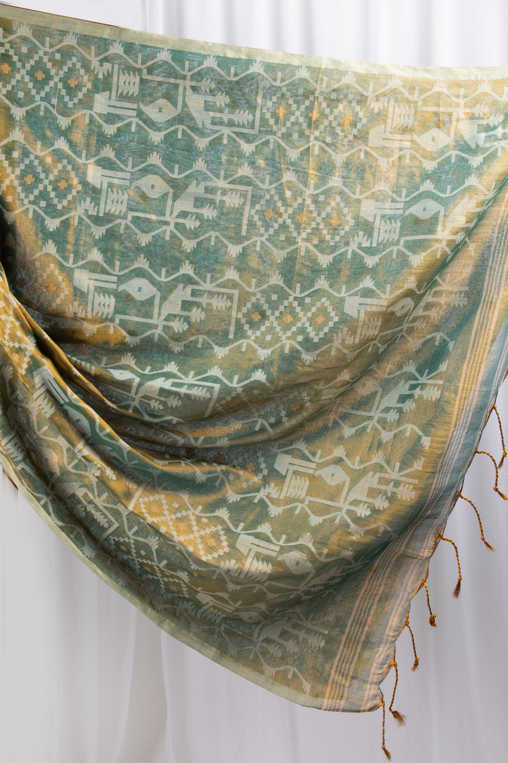 Moss Green & Gold Cotton tissue