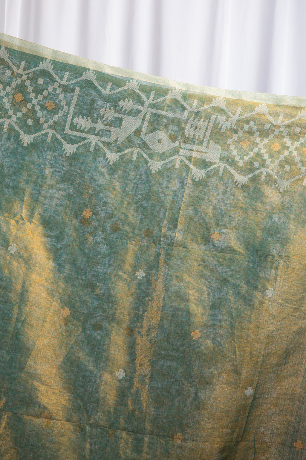 Moss Green & Gold Cotton tissue