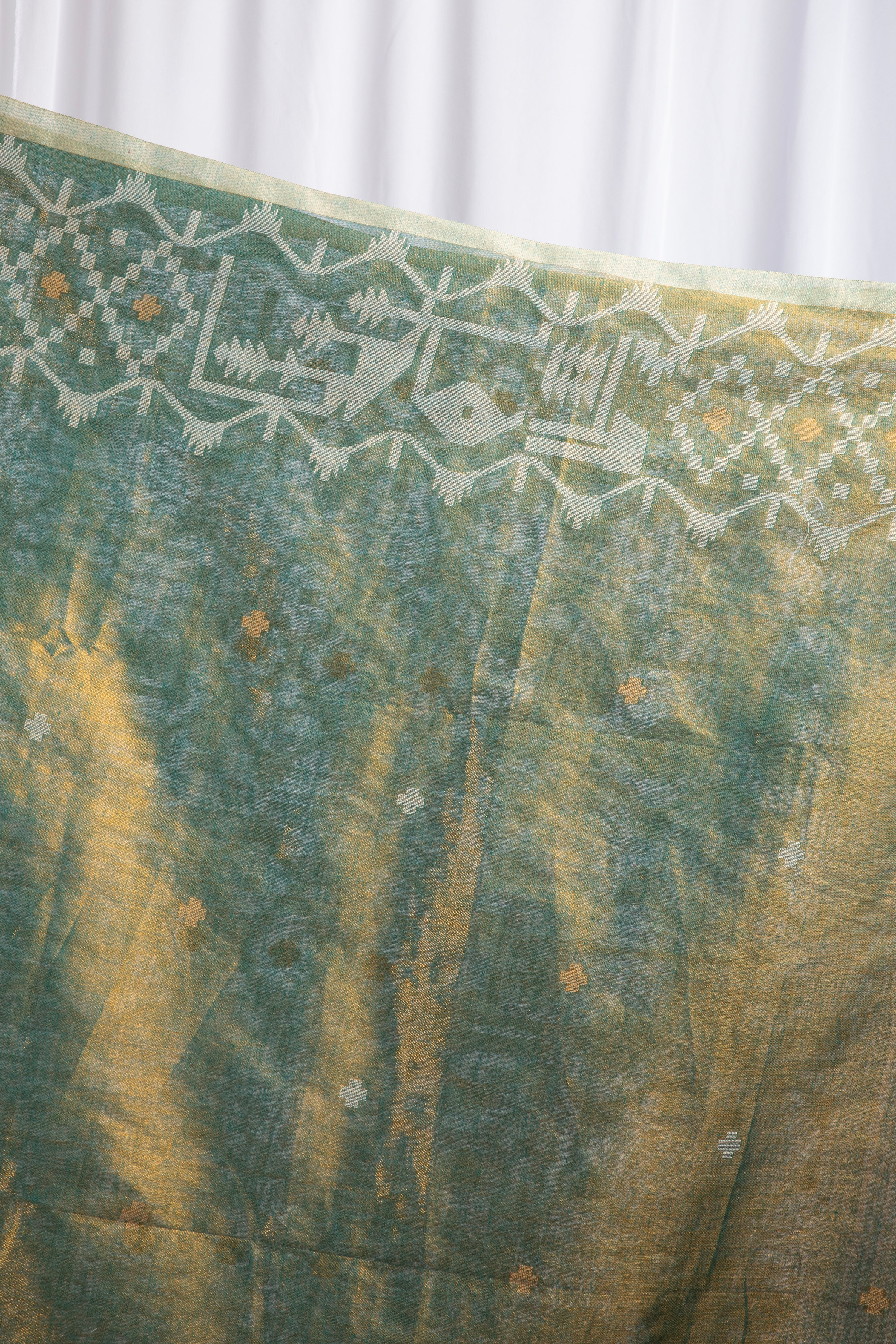 Moss Green & Gold Cotton tissue