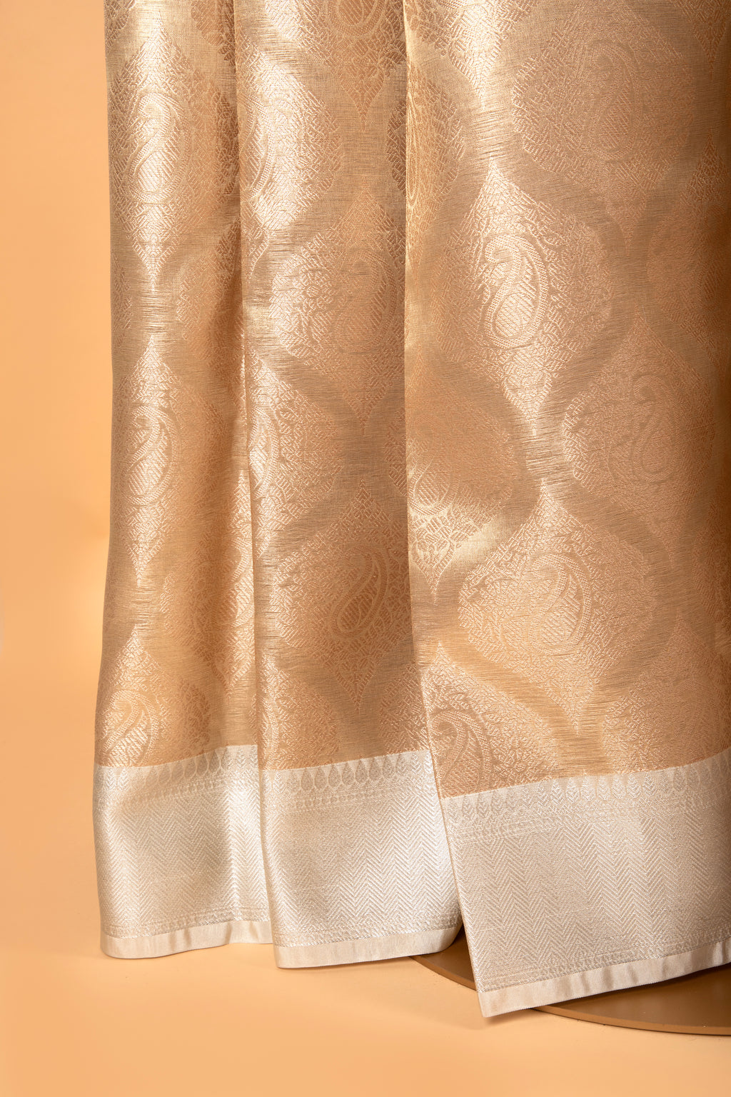 Golden blended silk tissue saree