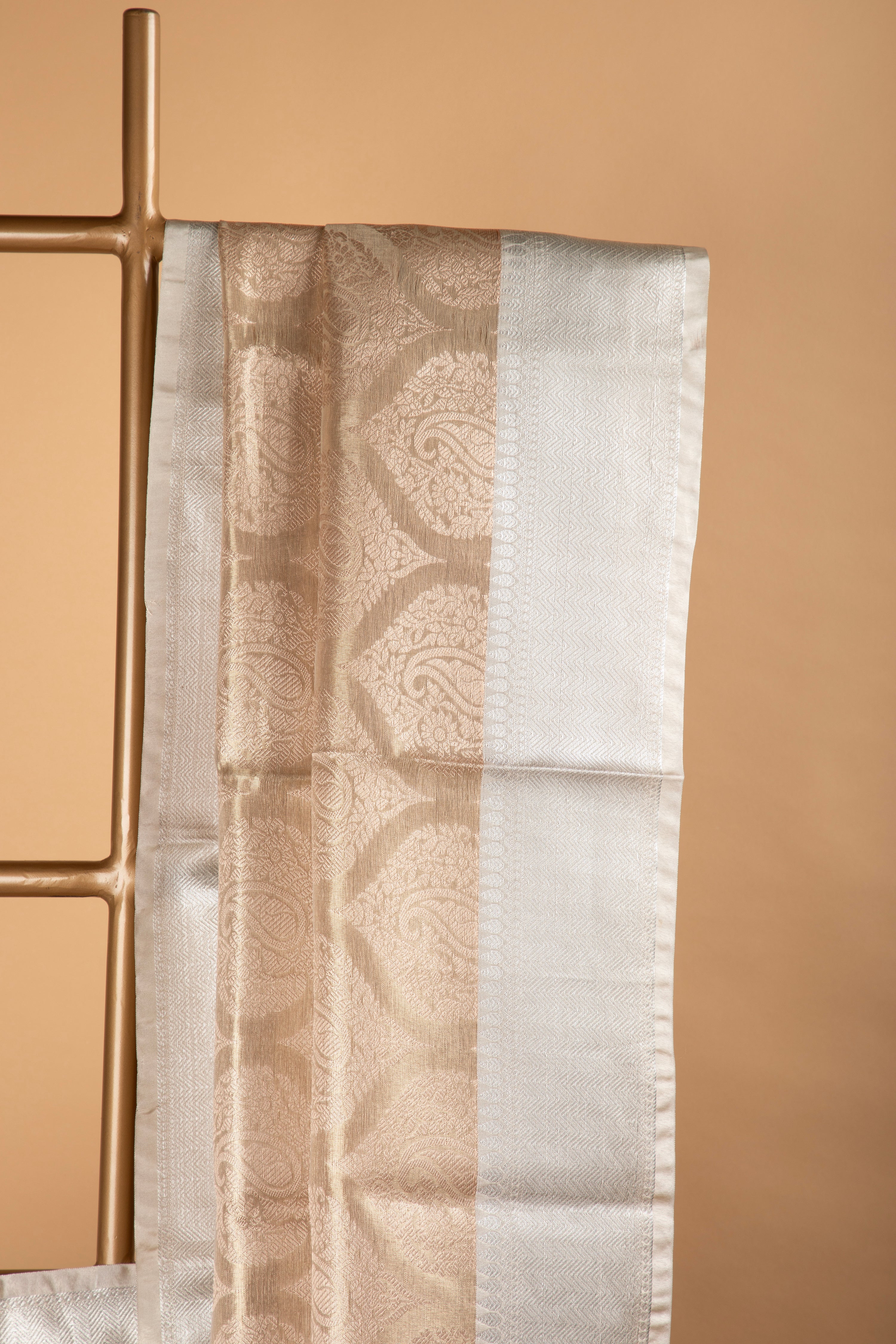 Golden blended silk tissue saree