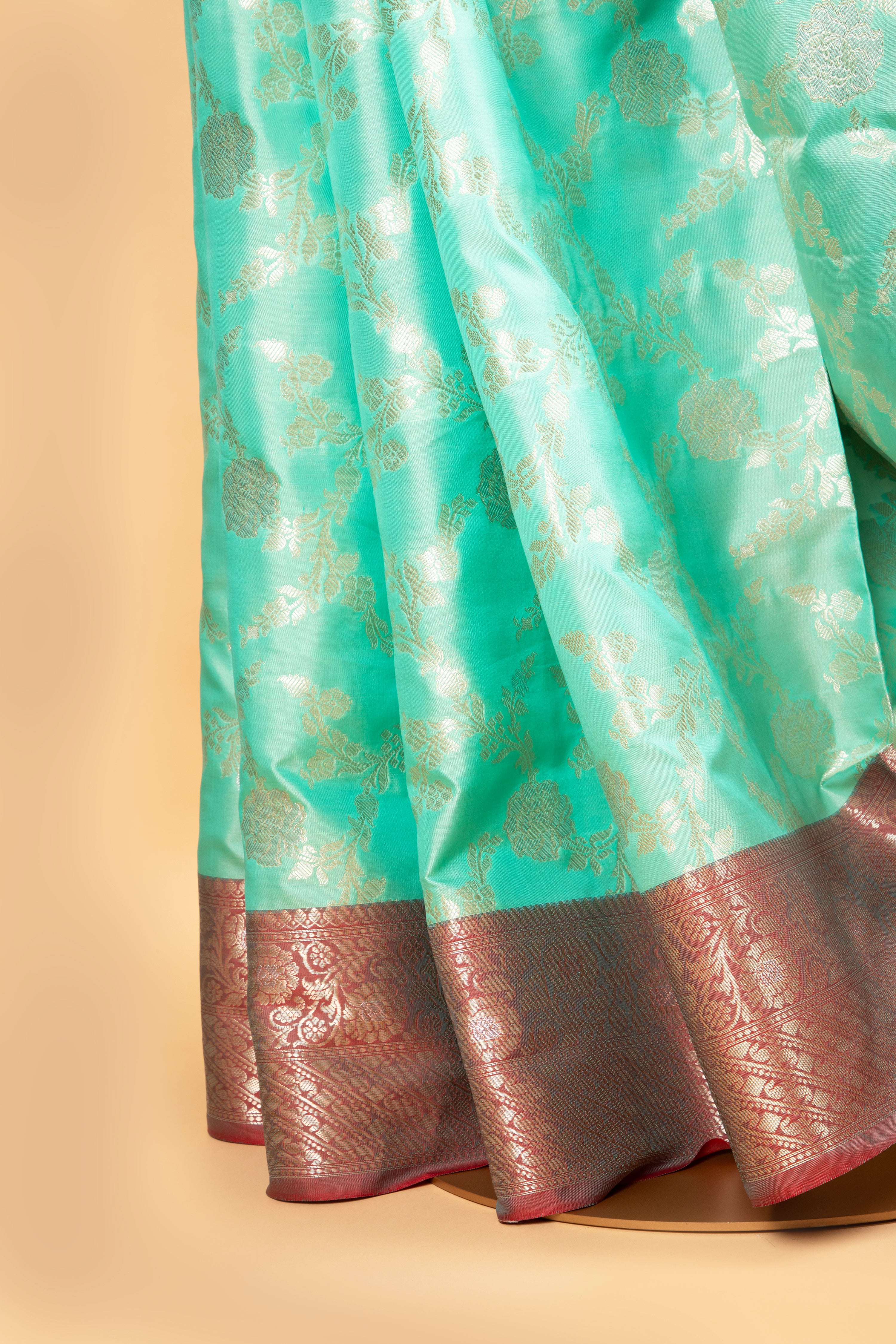Light green floral design benarasi