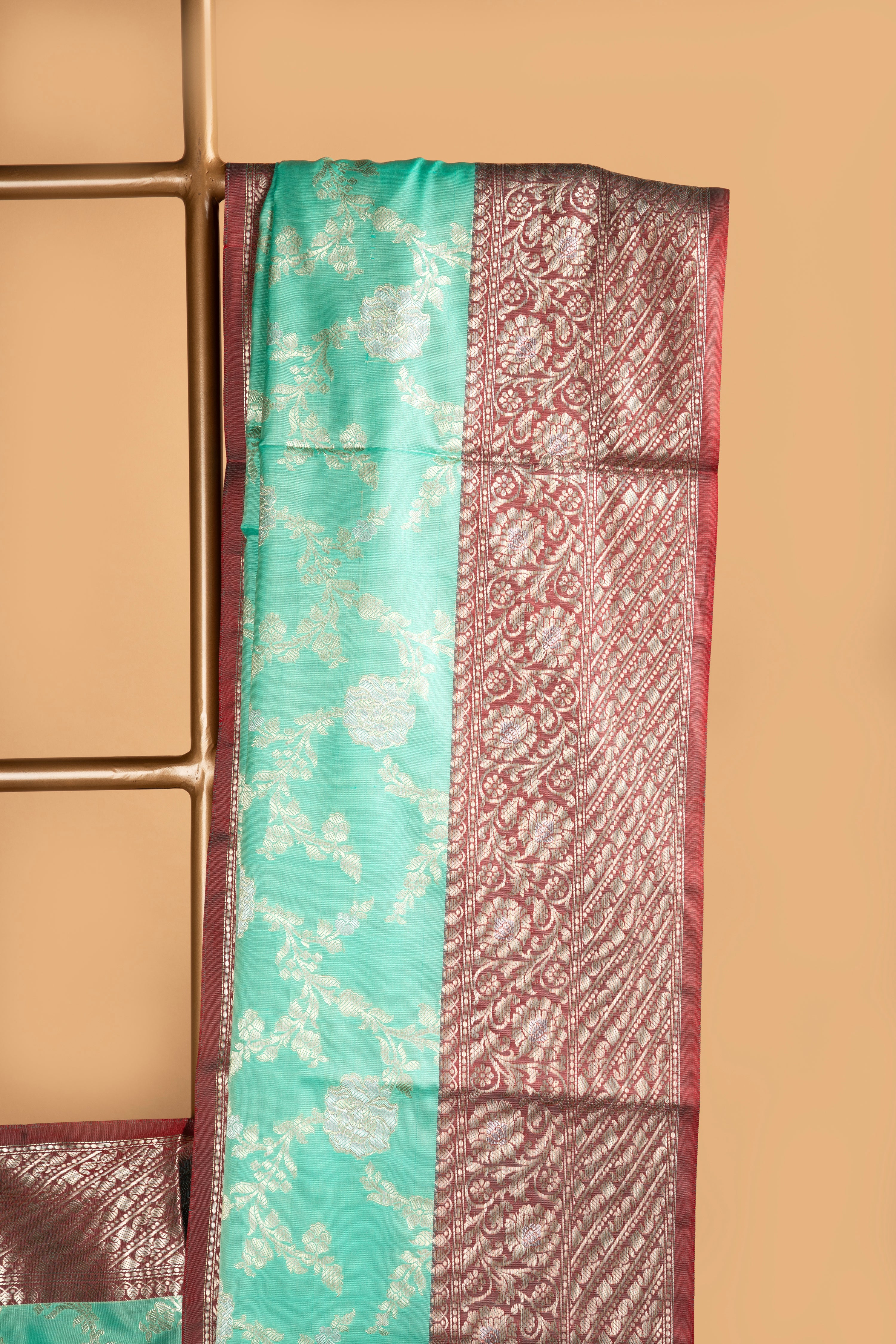 Light green floral design benarasi
