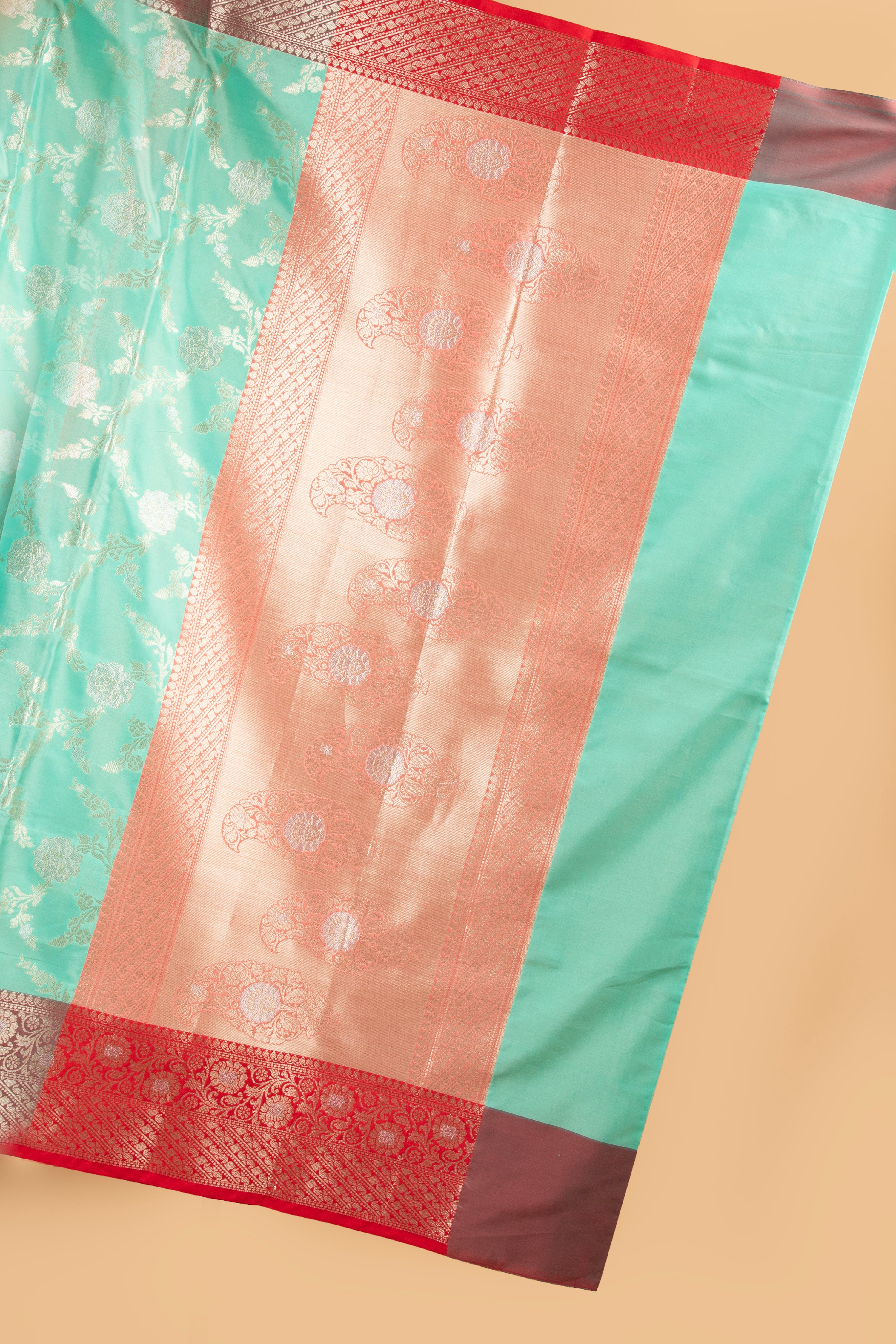 Light green floral design benarasi