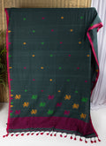 Bottle green bird motif saree