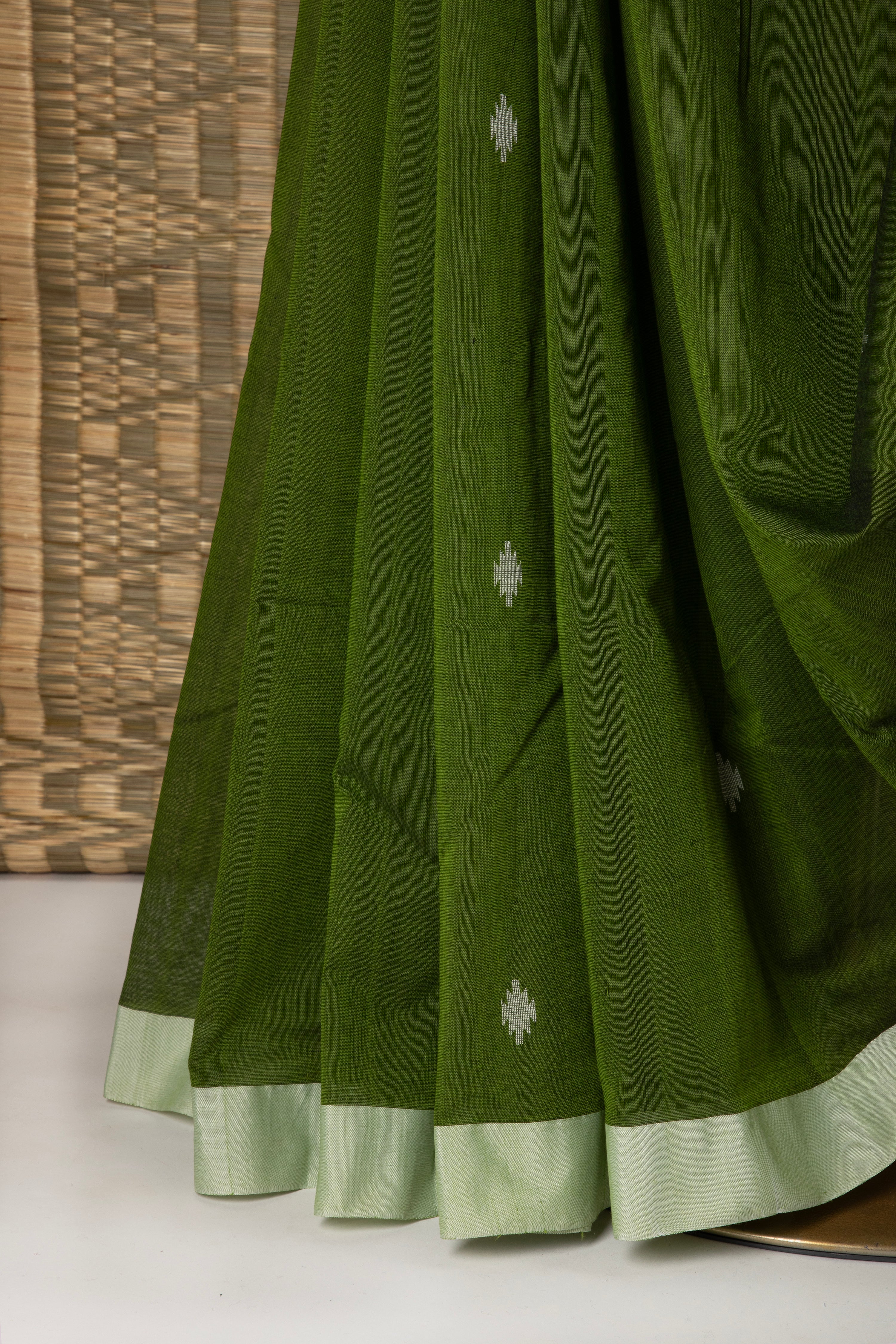 Green cotton saree