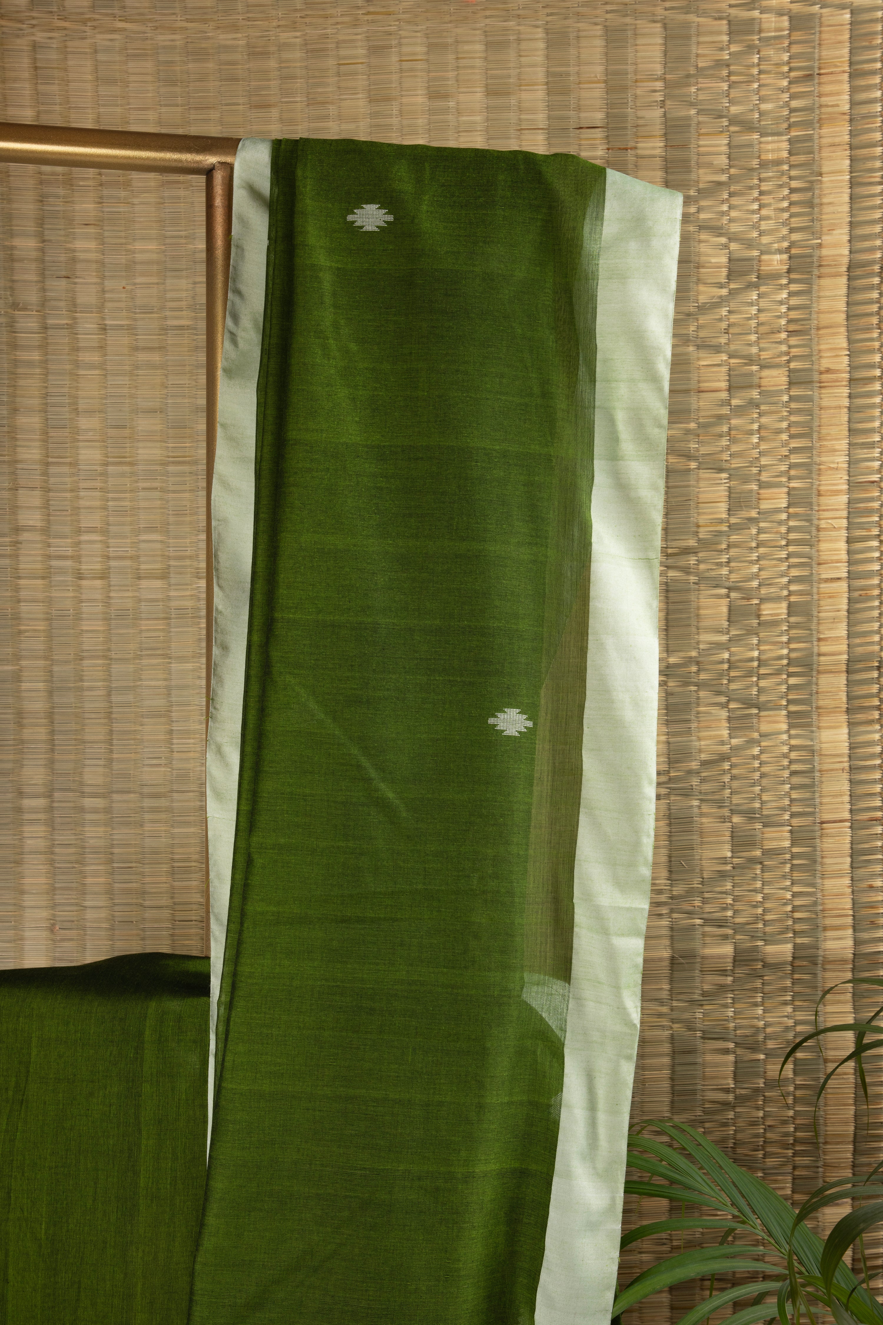 Green cotton saree