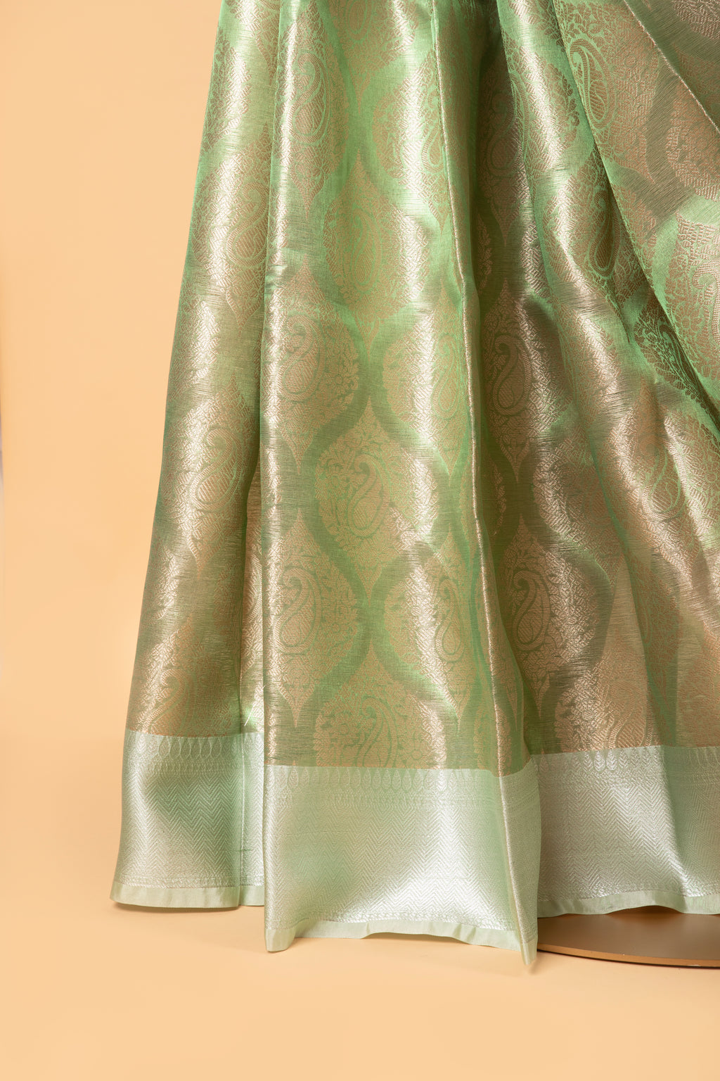 Green tissue blended silk saree