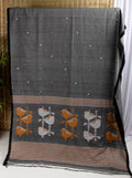 Grey cotton saree with bird motifs