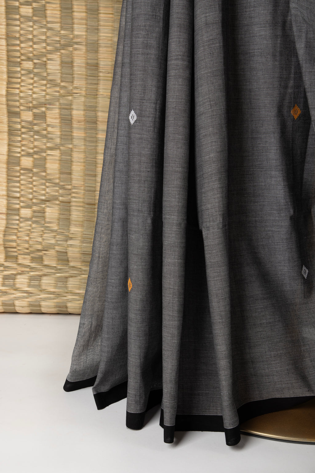 Grey cotton saree with bird motifs