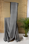 Grey and black handloom cotton saree