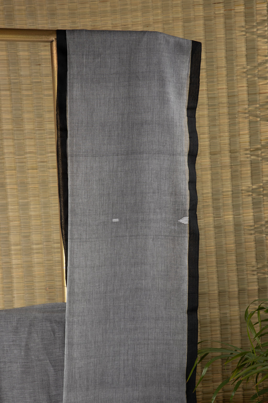 Grey and black handloom cotton saree