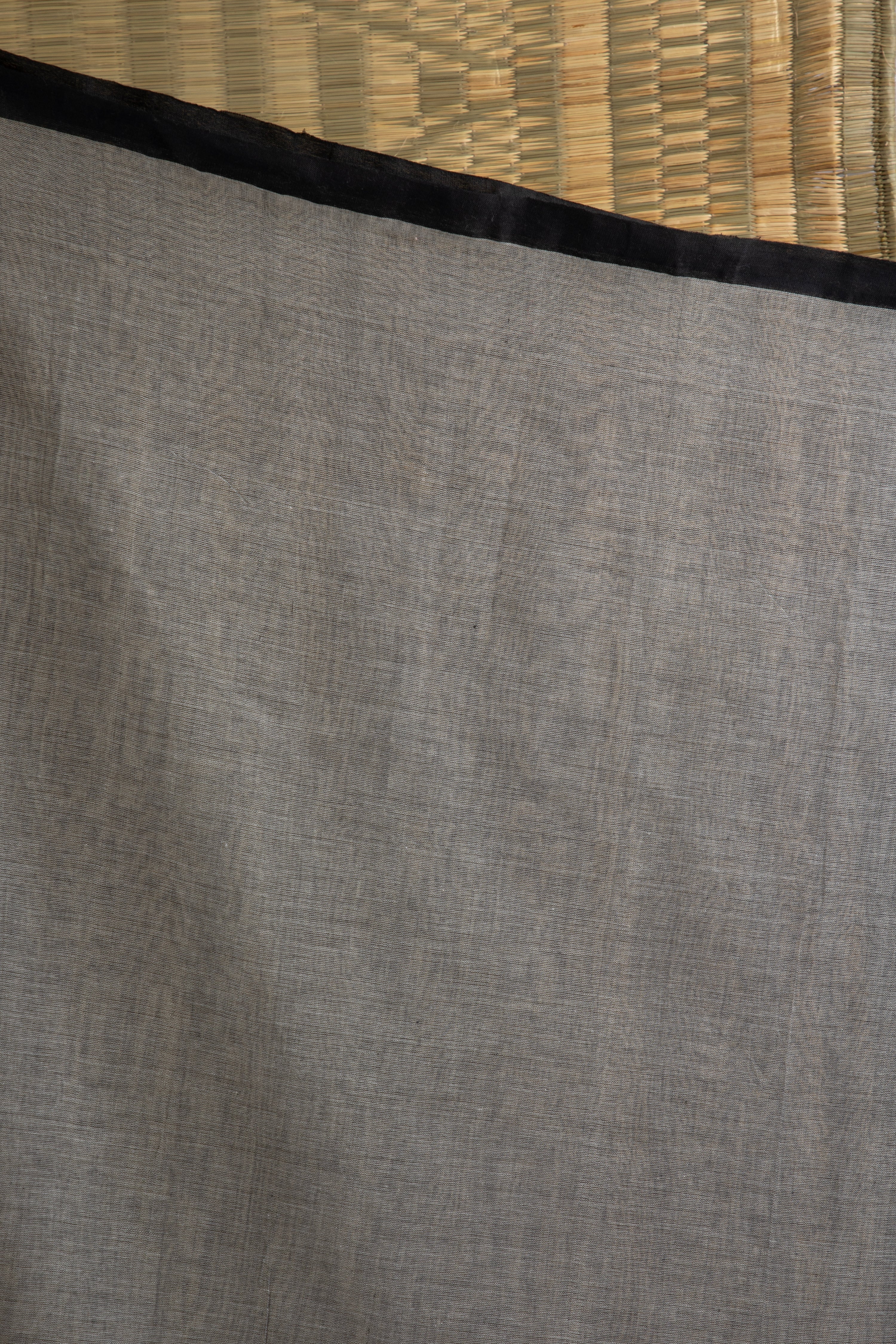Grey and black handloom cotton saree