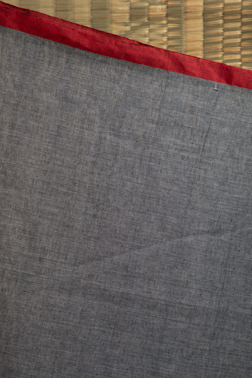 Grey and red handloom cotton saree