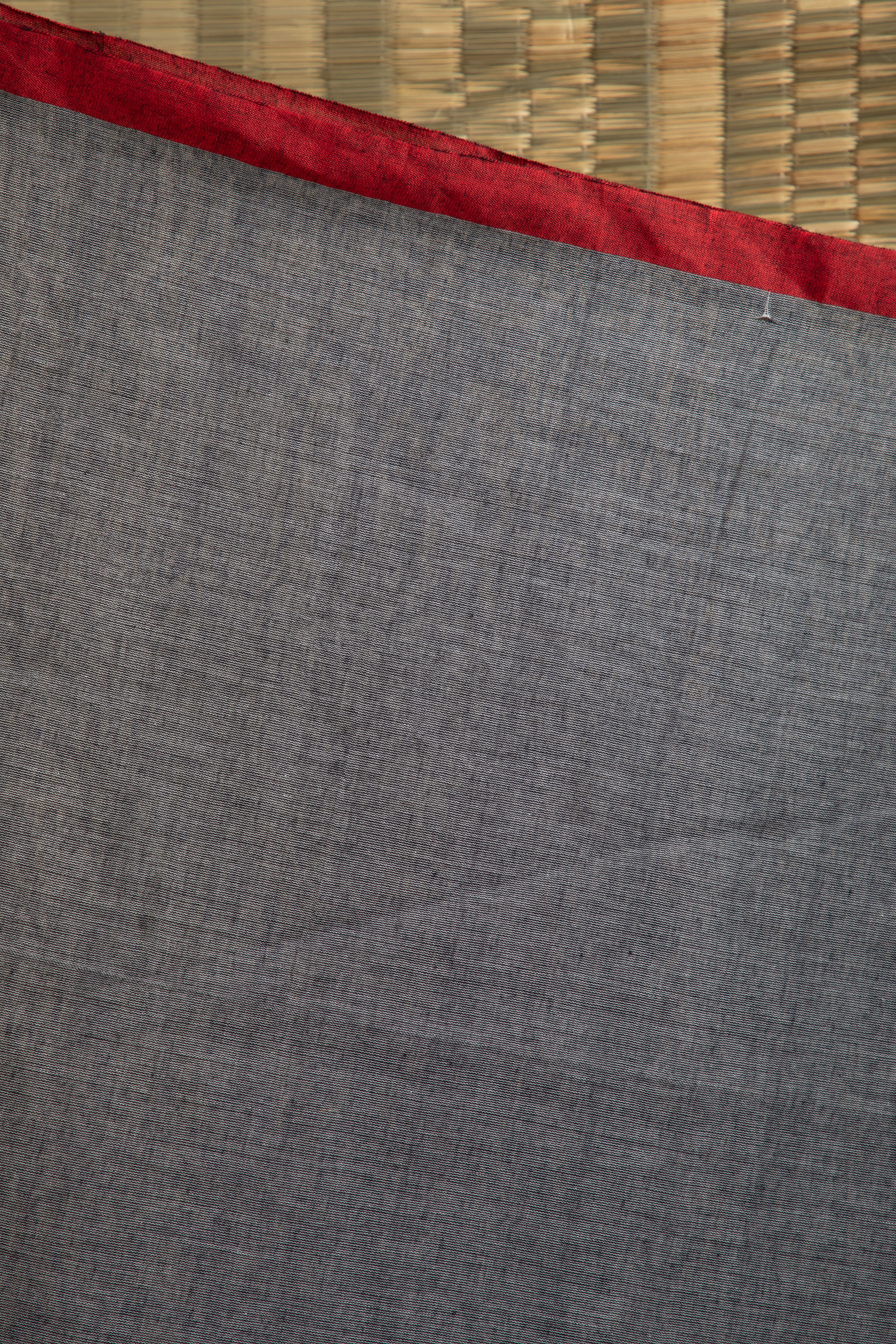 Grey and red handloom cotton saree