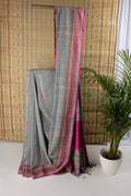 Grey and pink saree with butas