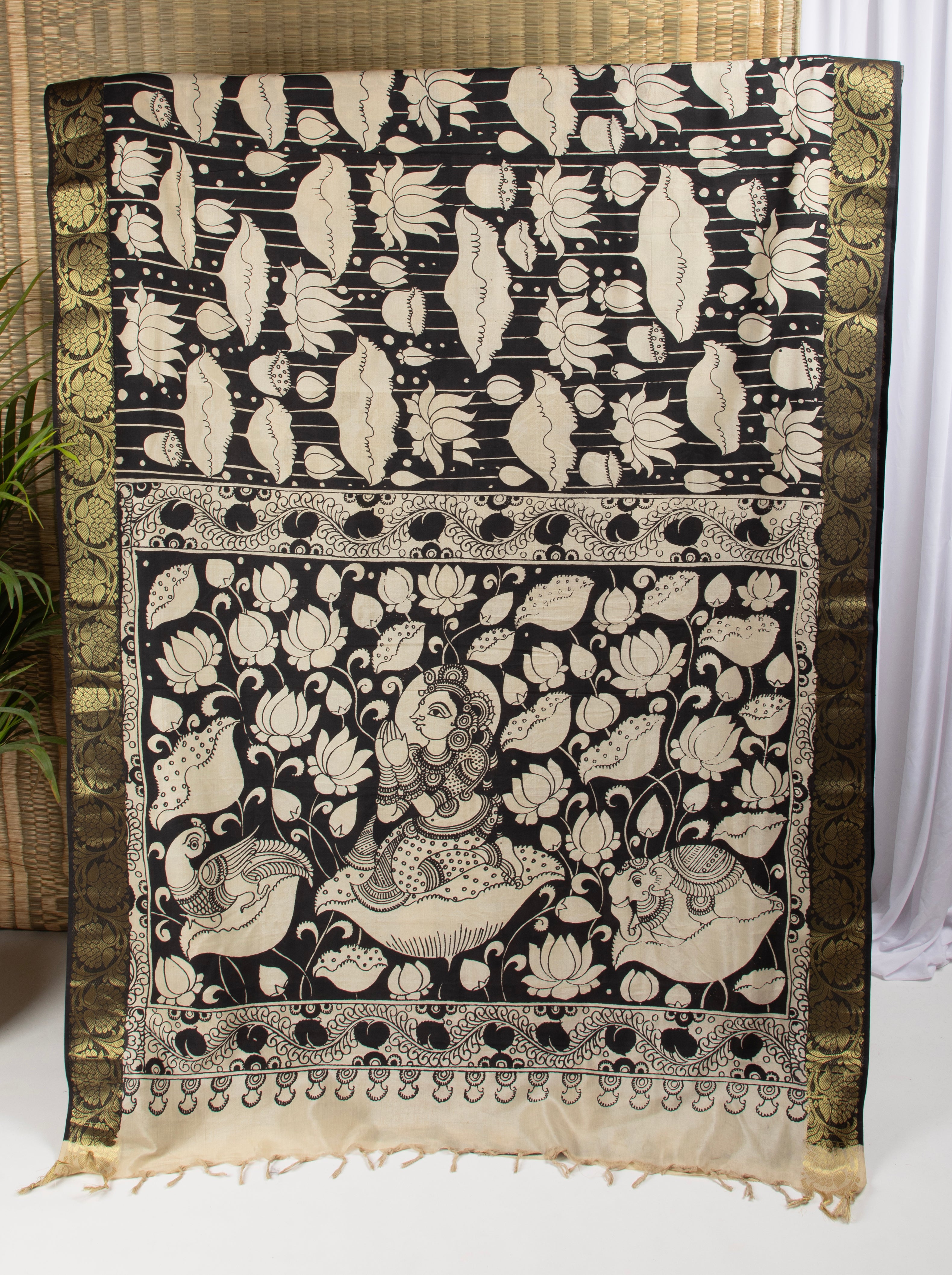 Mangalgiri silk pen kalamkari saree