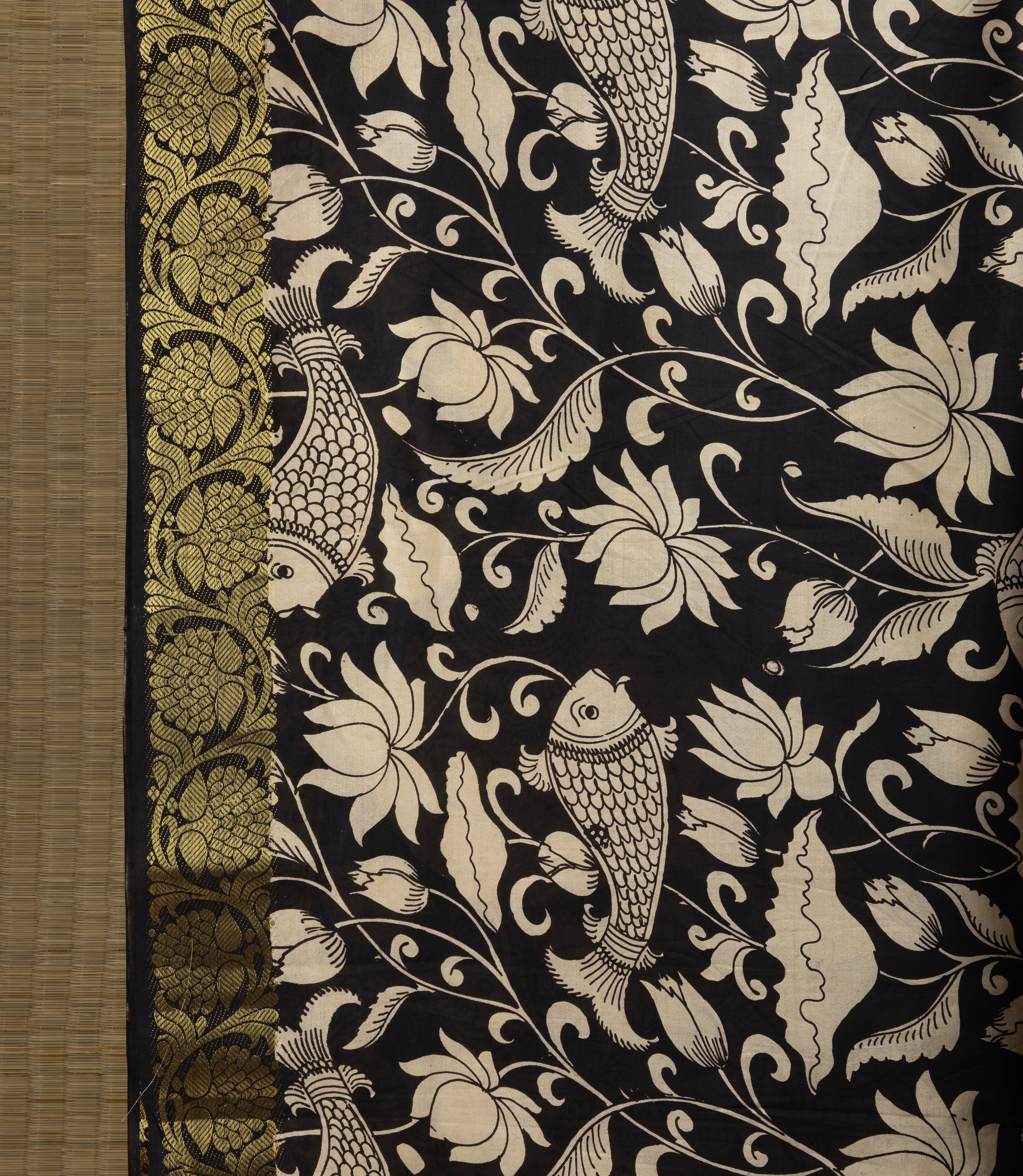 Mangalgiri silk pen kalamkari saree
