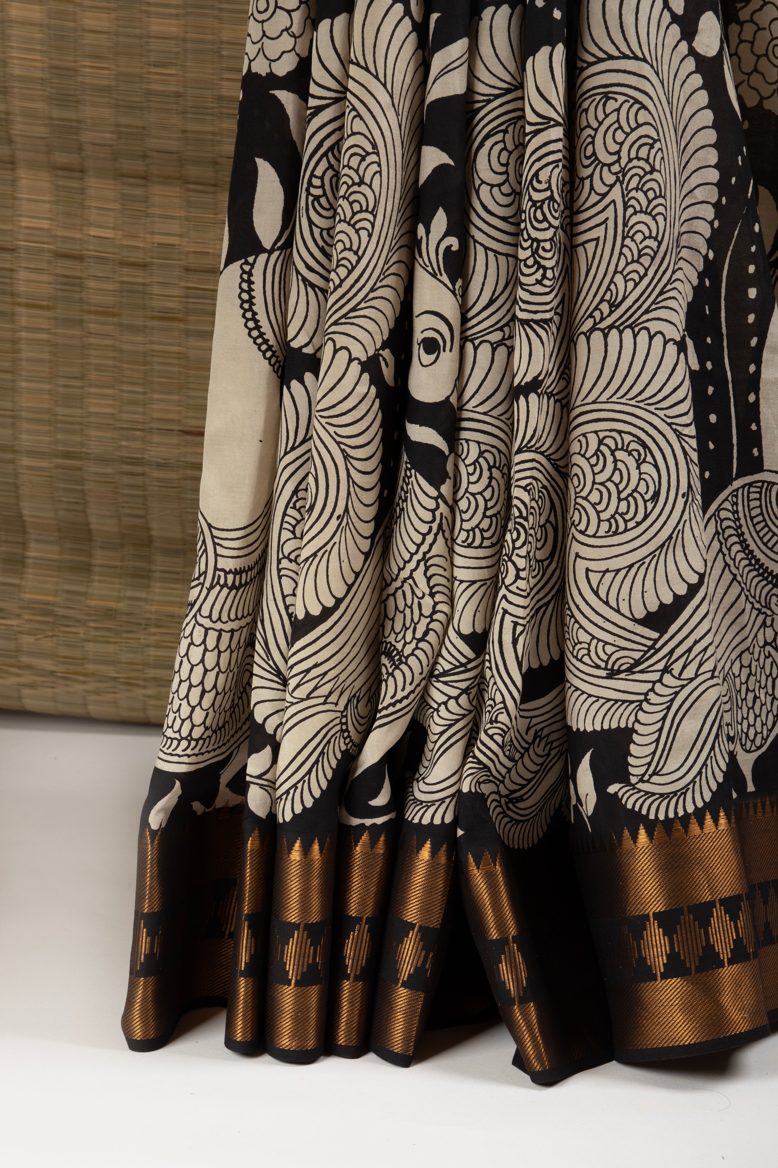 Mangalgiri silk pen Kalamkari saree